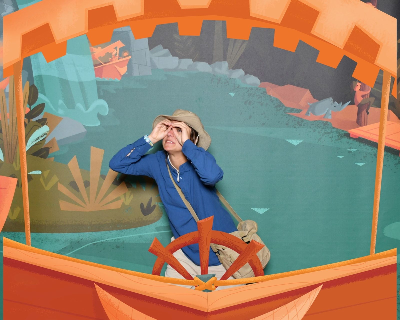 On the lookout at the Jungle Cruise backdrop on the Treasure