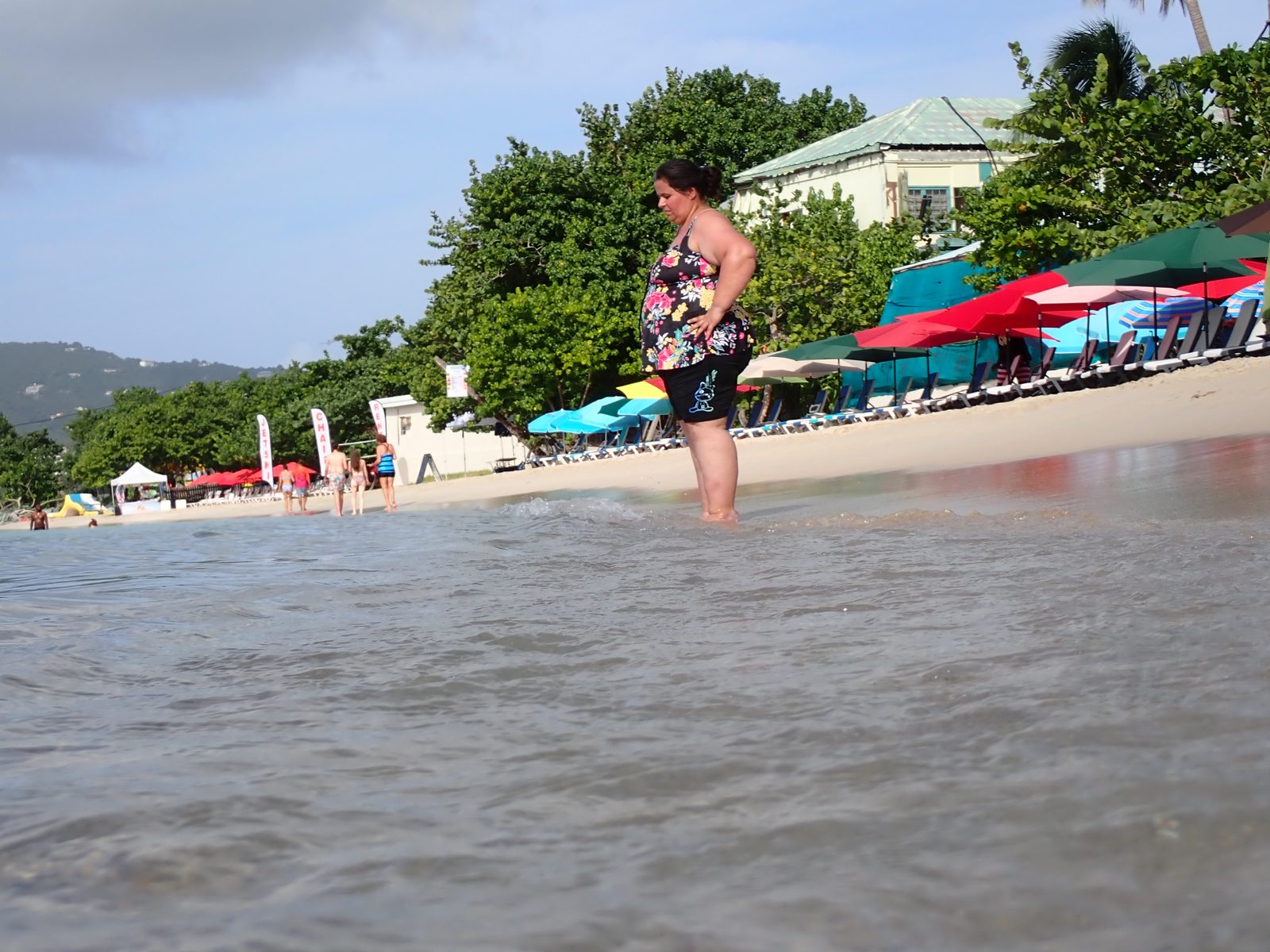 Kathy wading out at Lindbergh Bay