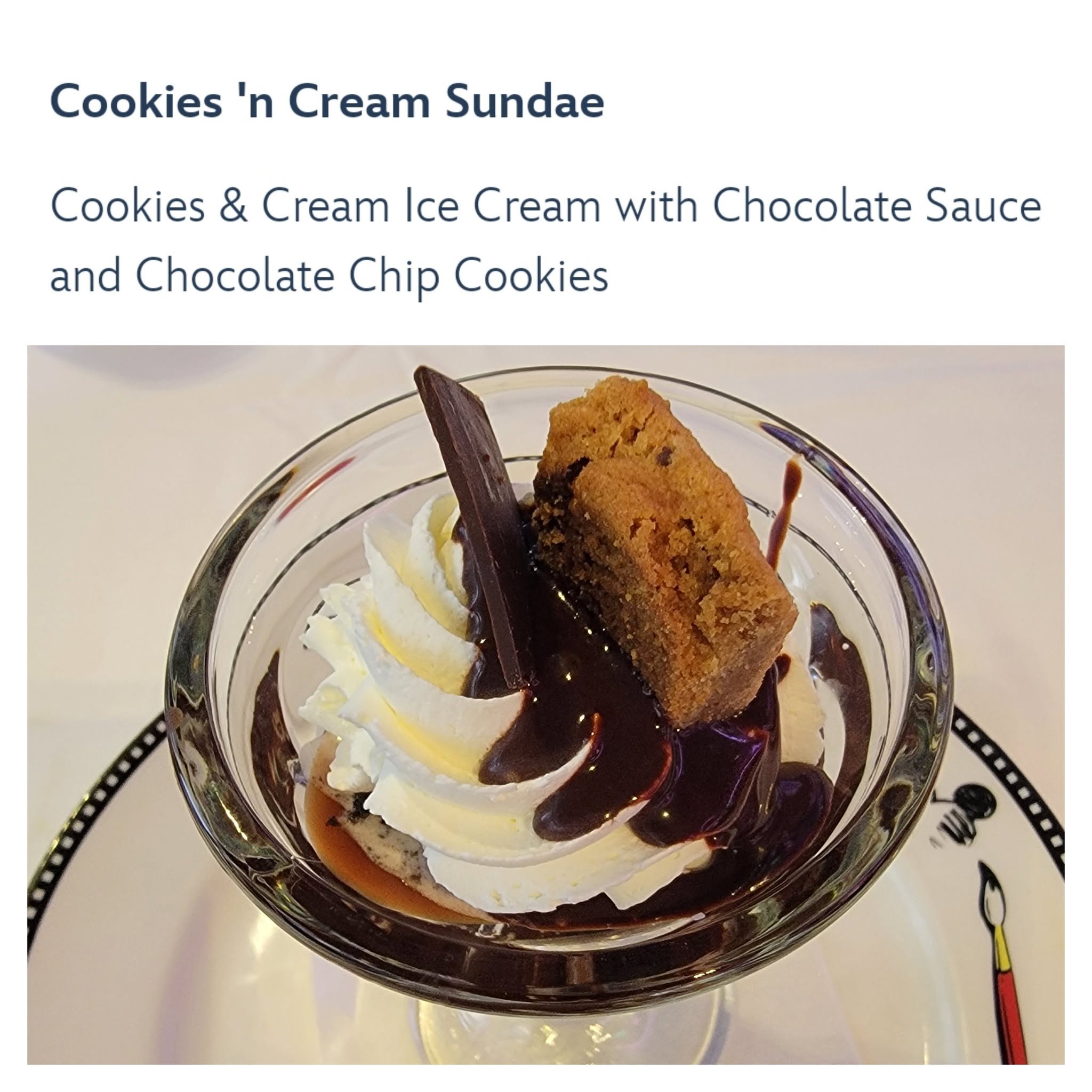 Cookies 'n cream sundae at Animator's Palate