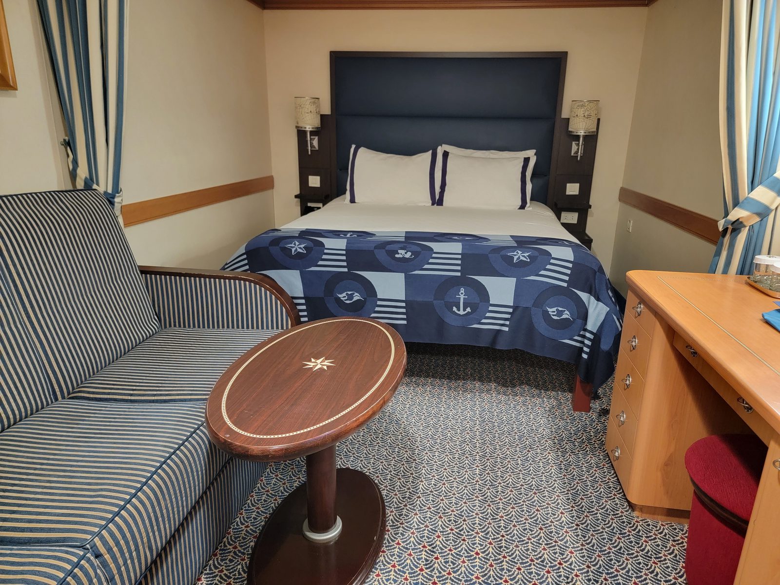 Their stateroom, all set for the cruise