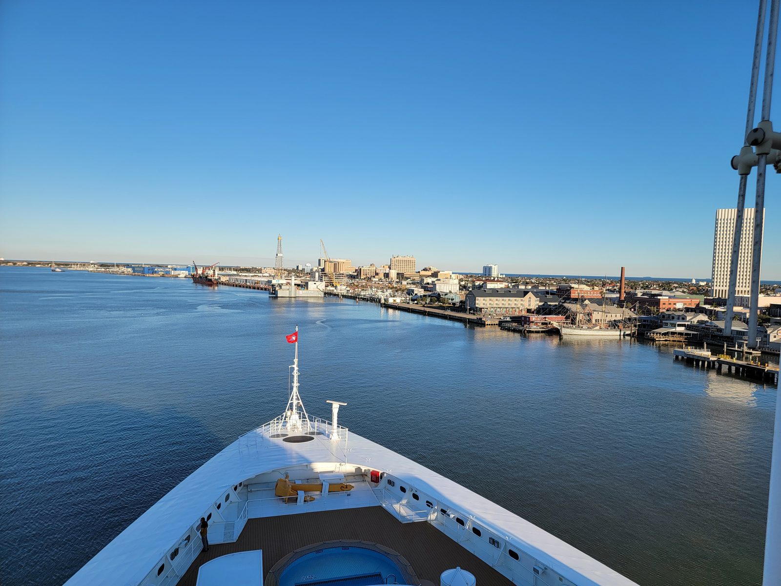 Sailing into Galveston harbor on the Magic