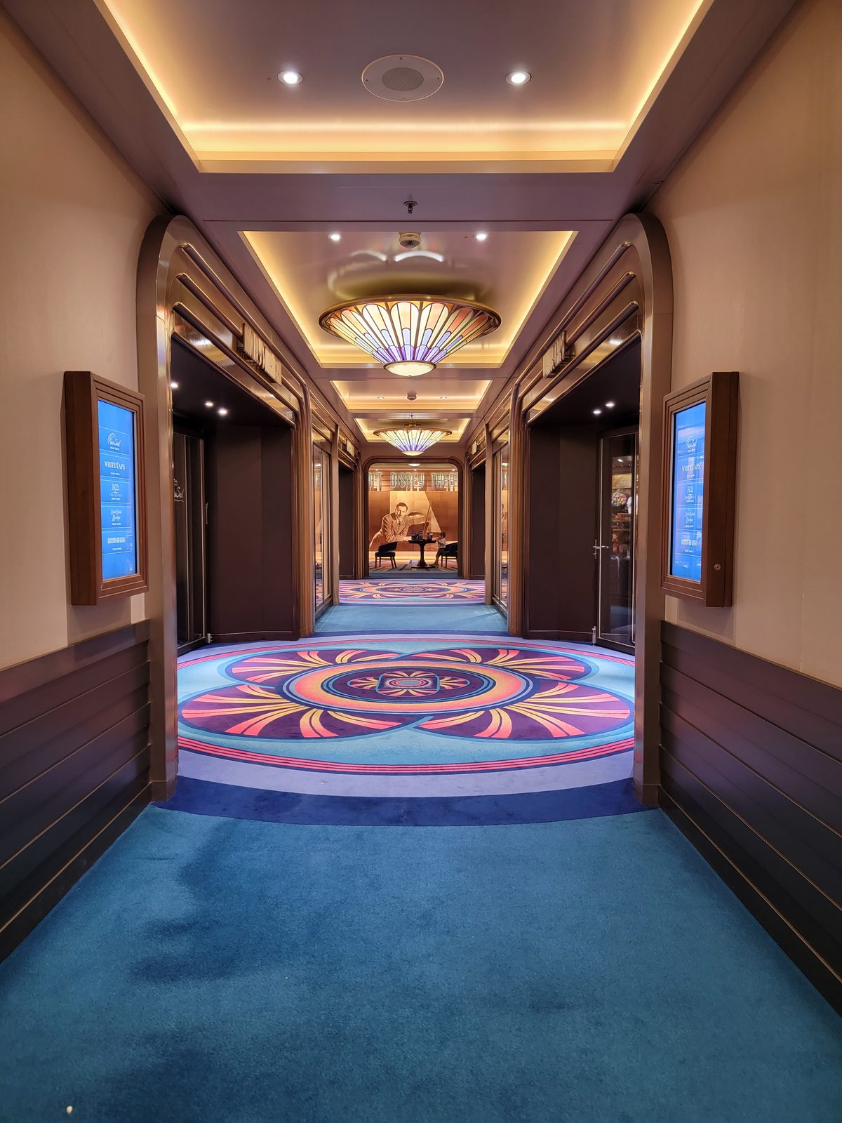 The ship's grand elevator lobby