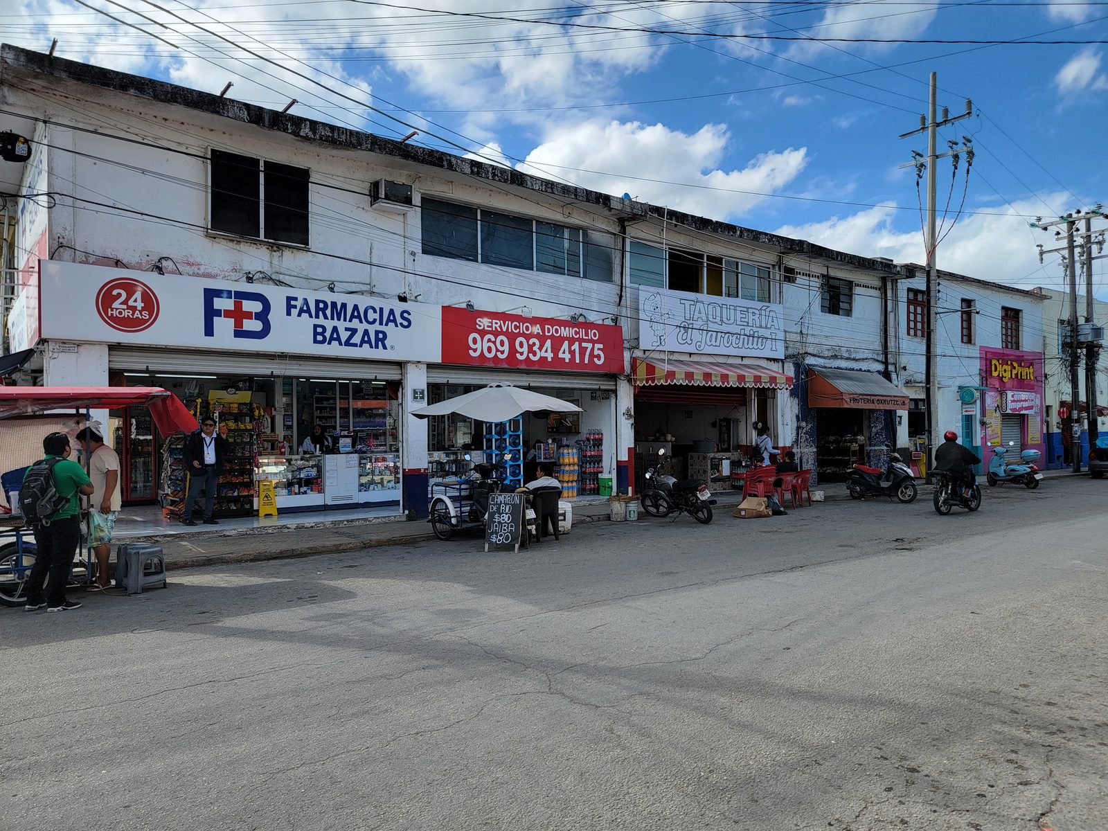 Shops along the street into Progreso