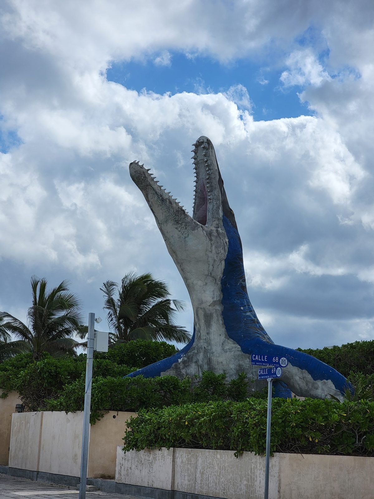 A giant sea creature sculpture on the Progreso beach