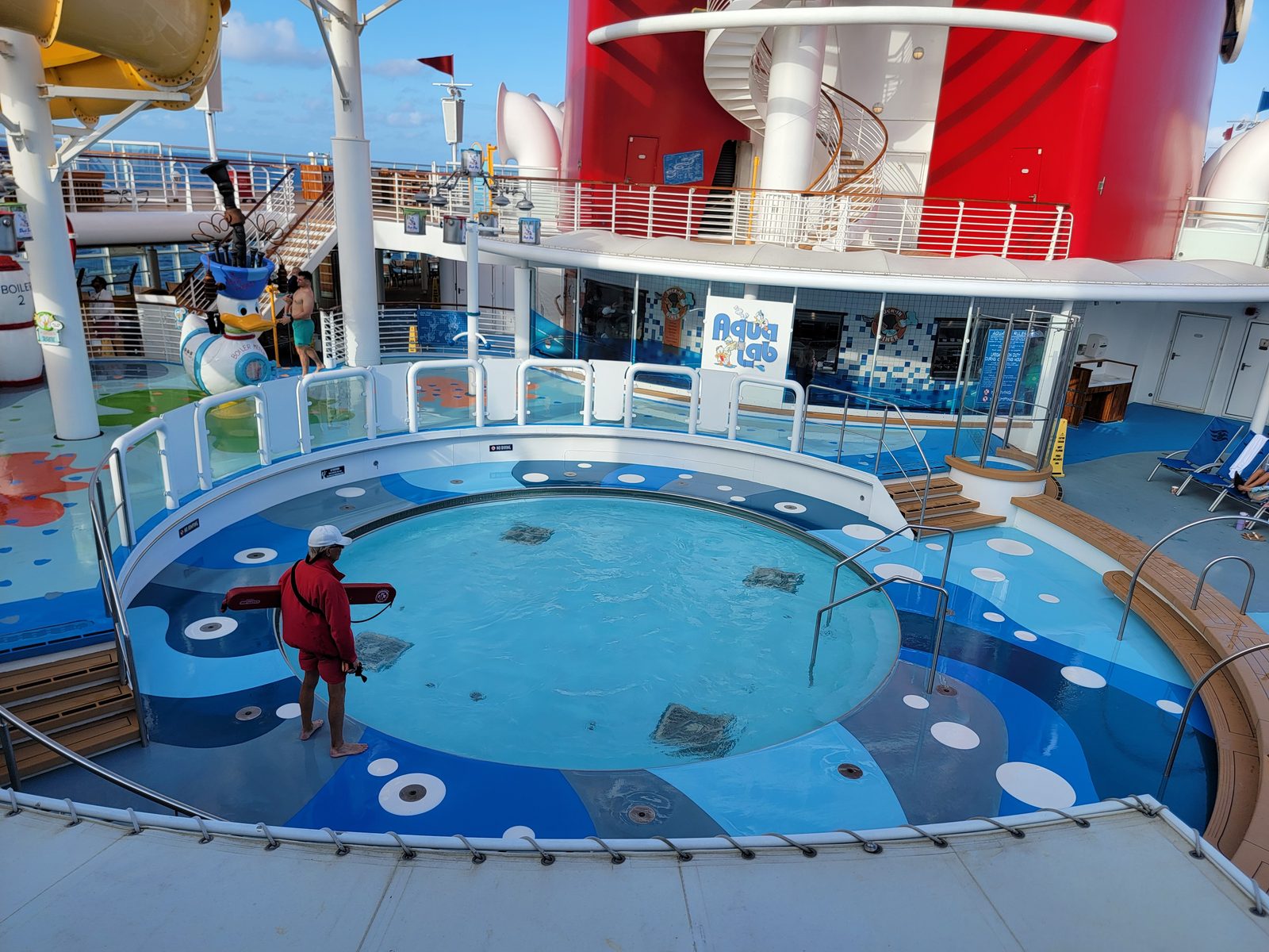 A quiet moment by the kids' splash pool