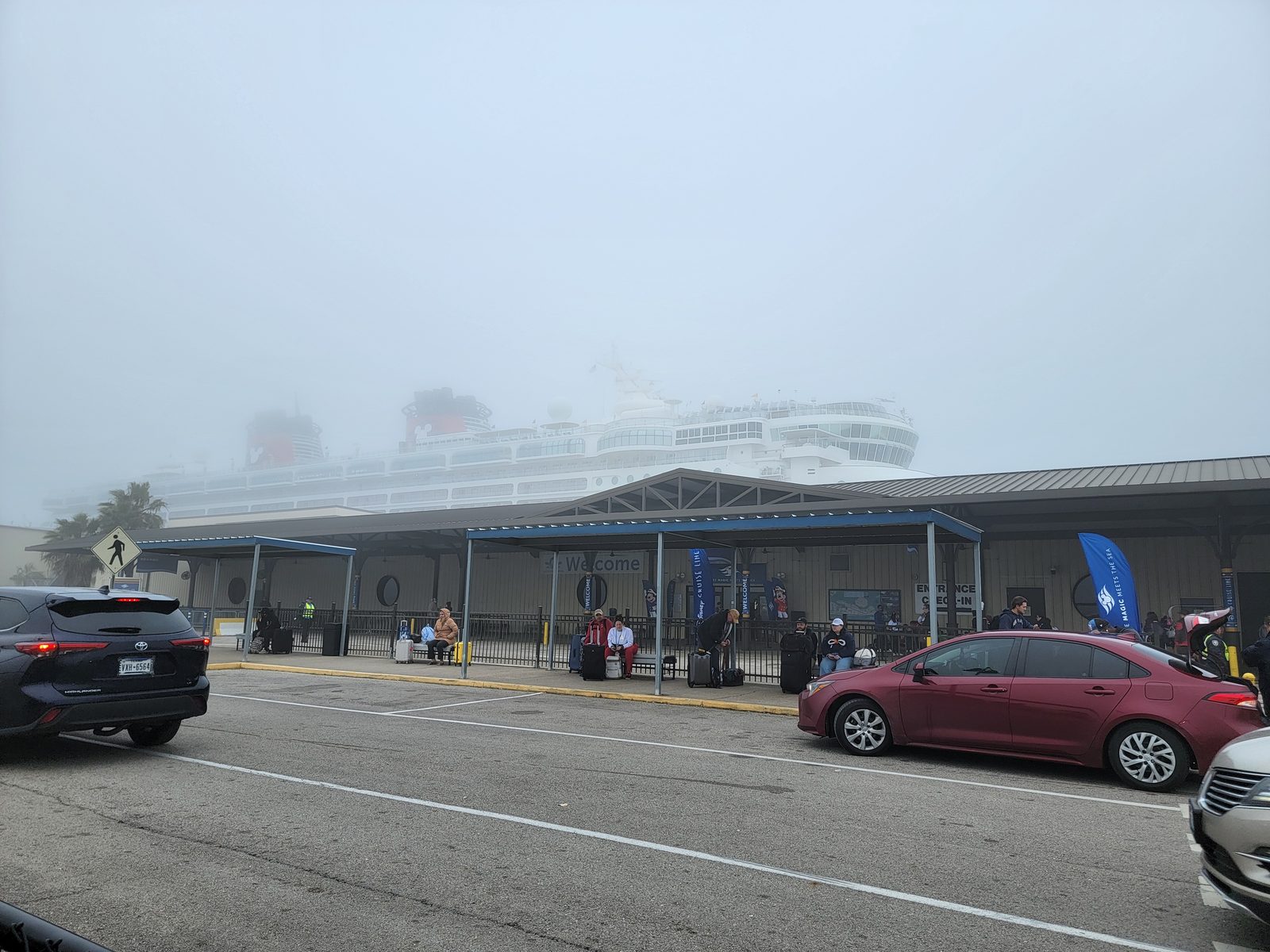 The Magic docked in the fog at Galveston