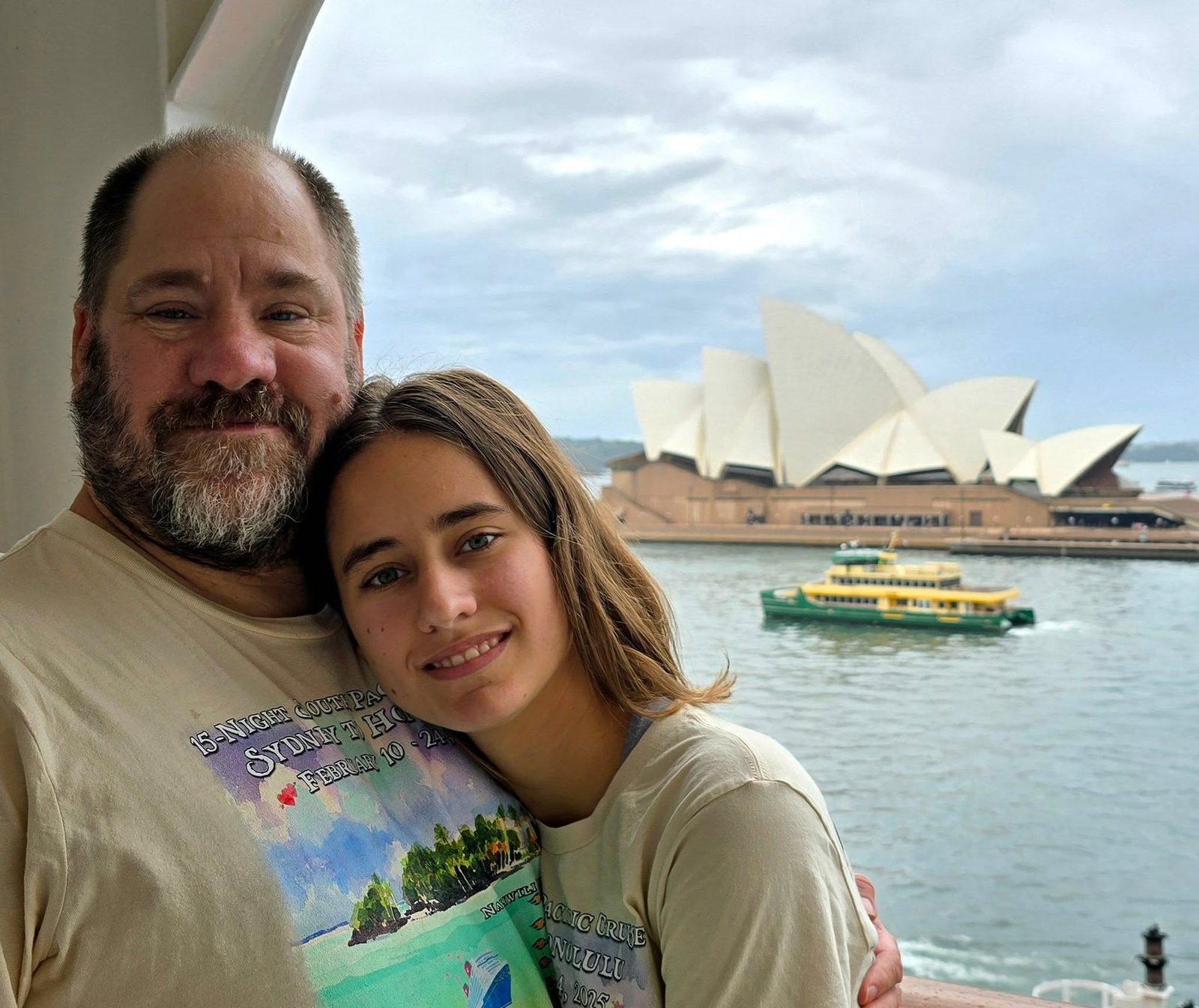 Michael and Lisa over Sydney Harbour, the day before sailing