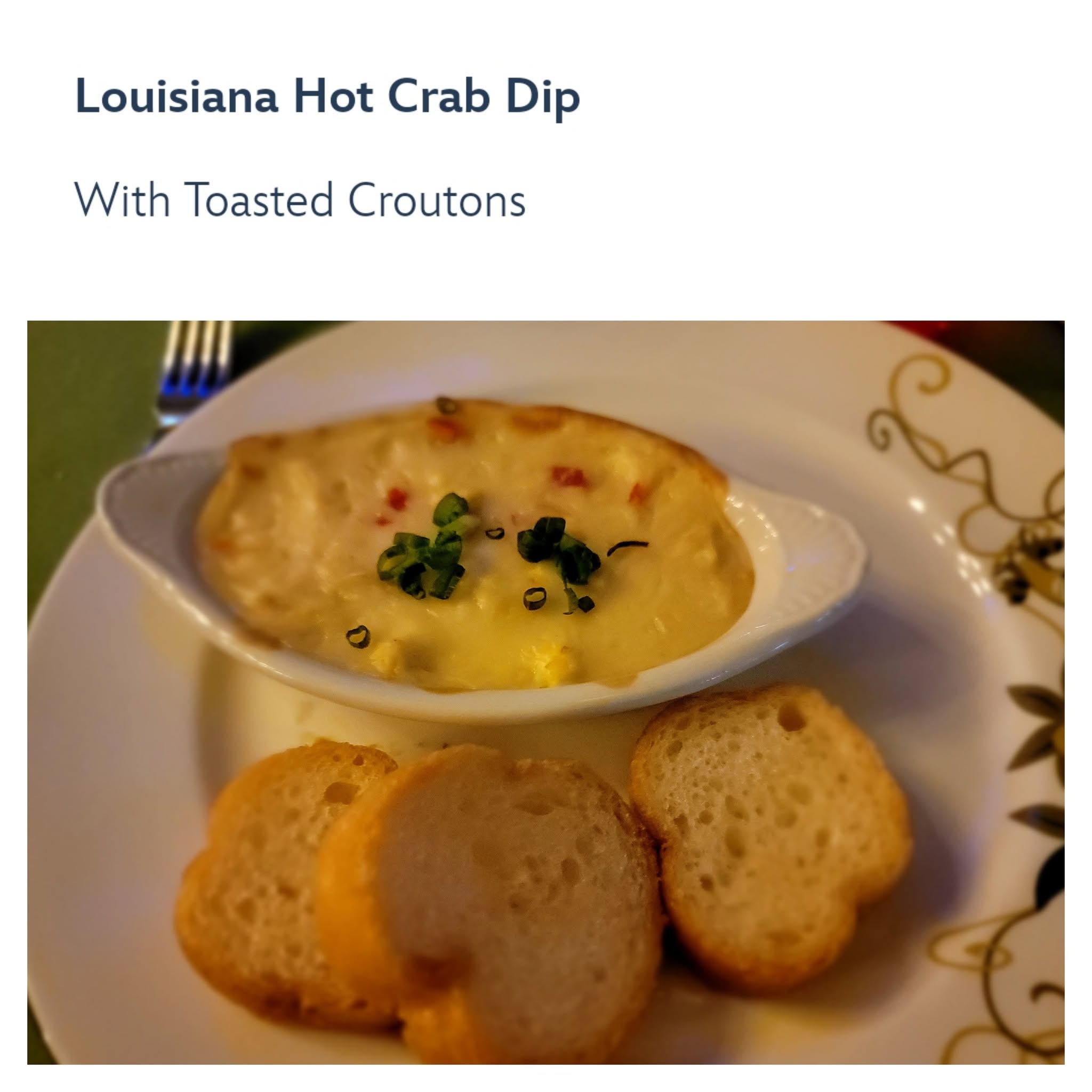 Louisiana hot crab dip at Tiana's Place