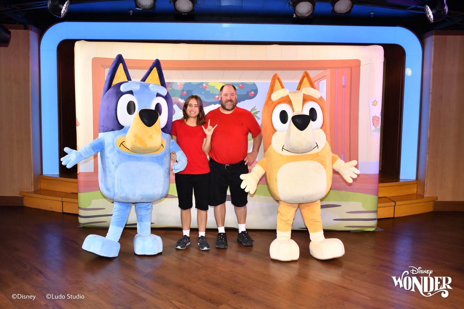 Kathy and Michael with Bluey and Bingo