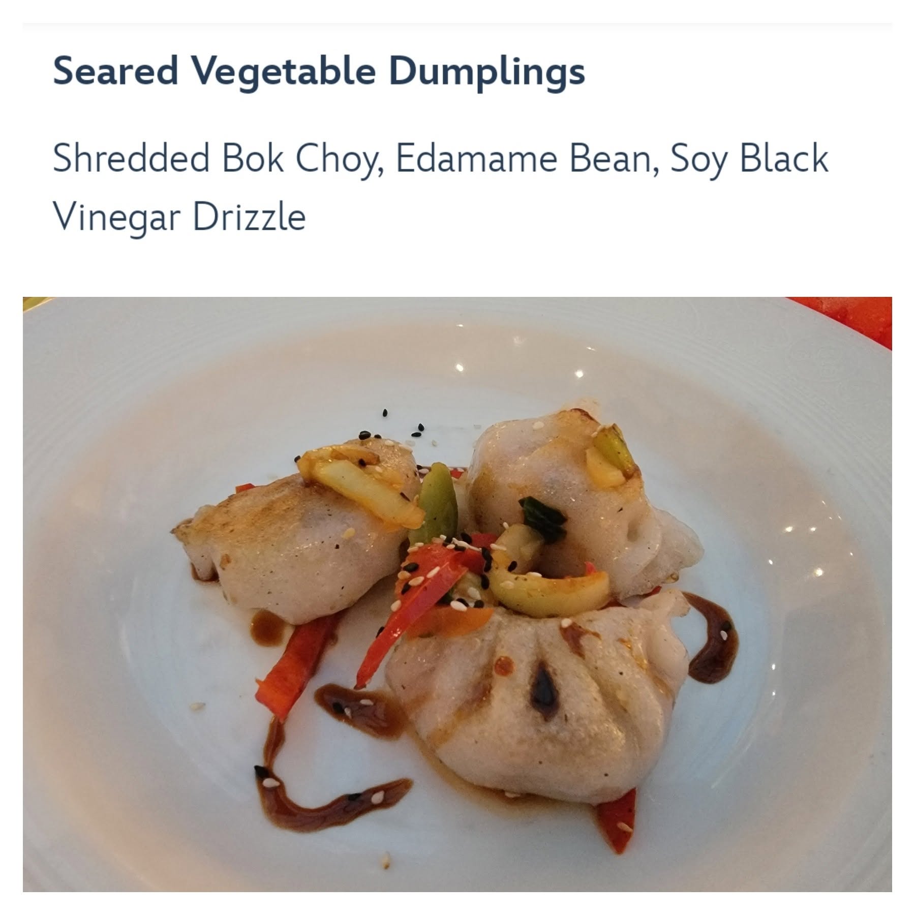 Seared vegetable dumplings at Triton's