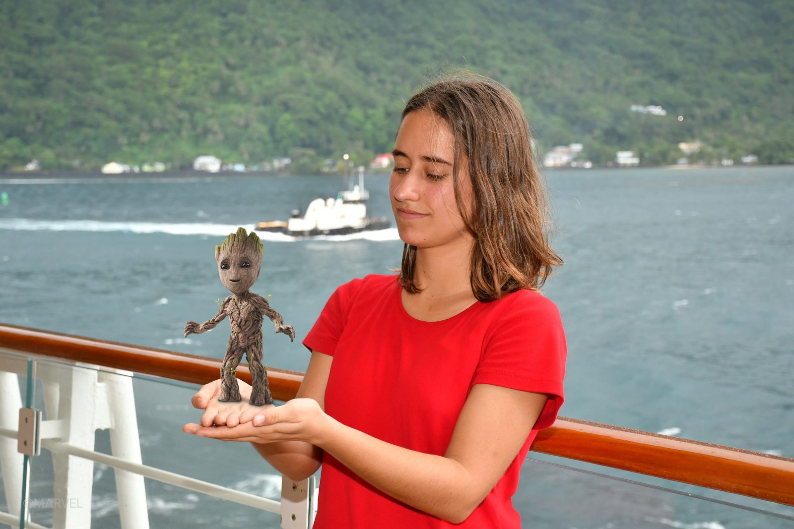 Lisa with Groot on deck in Pago Pago