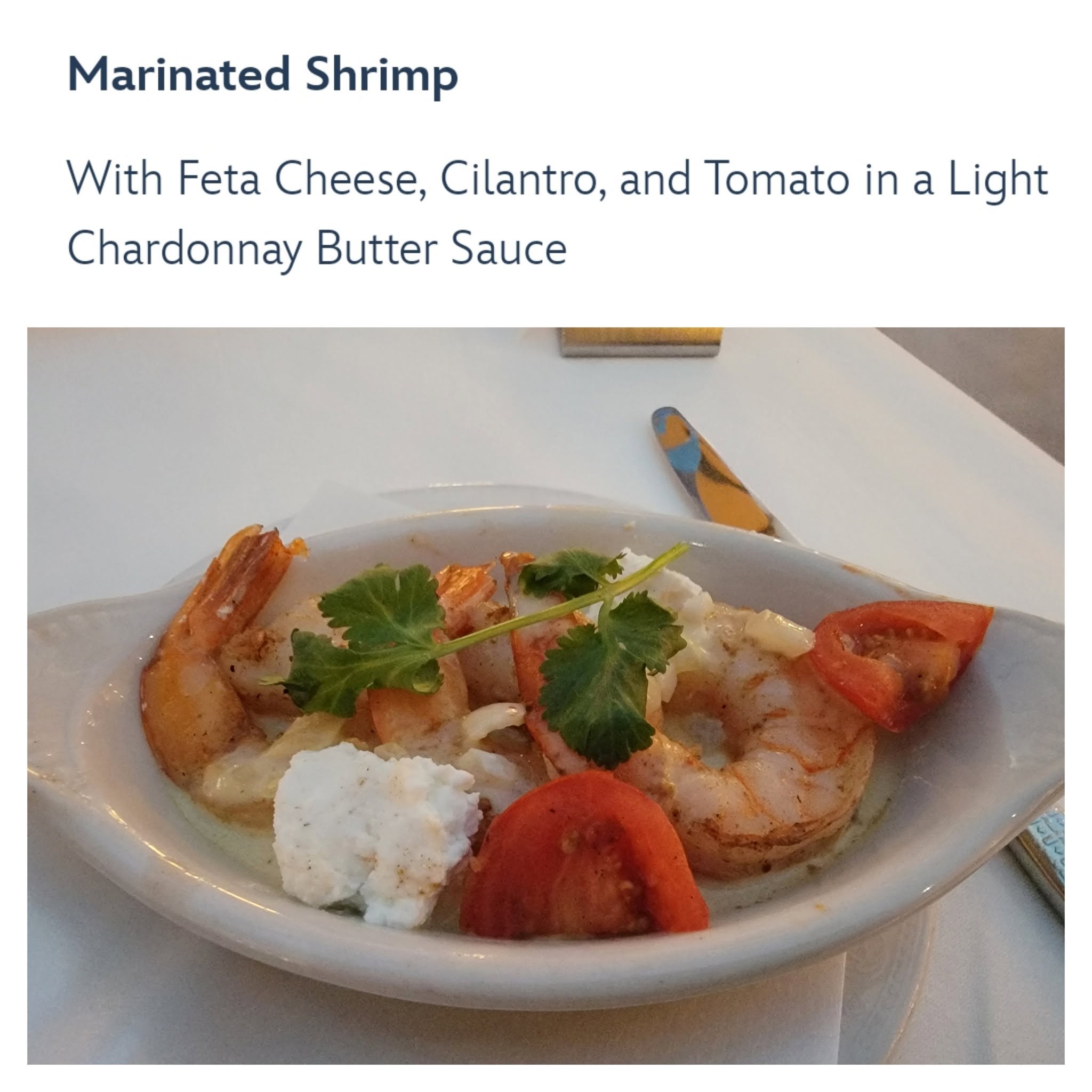 Marinated shrimp on the Worlds of Flavor menu at Triton's