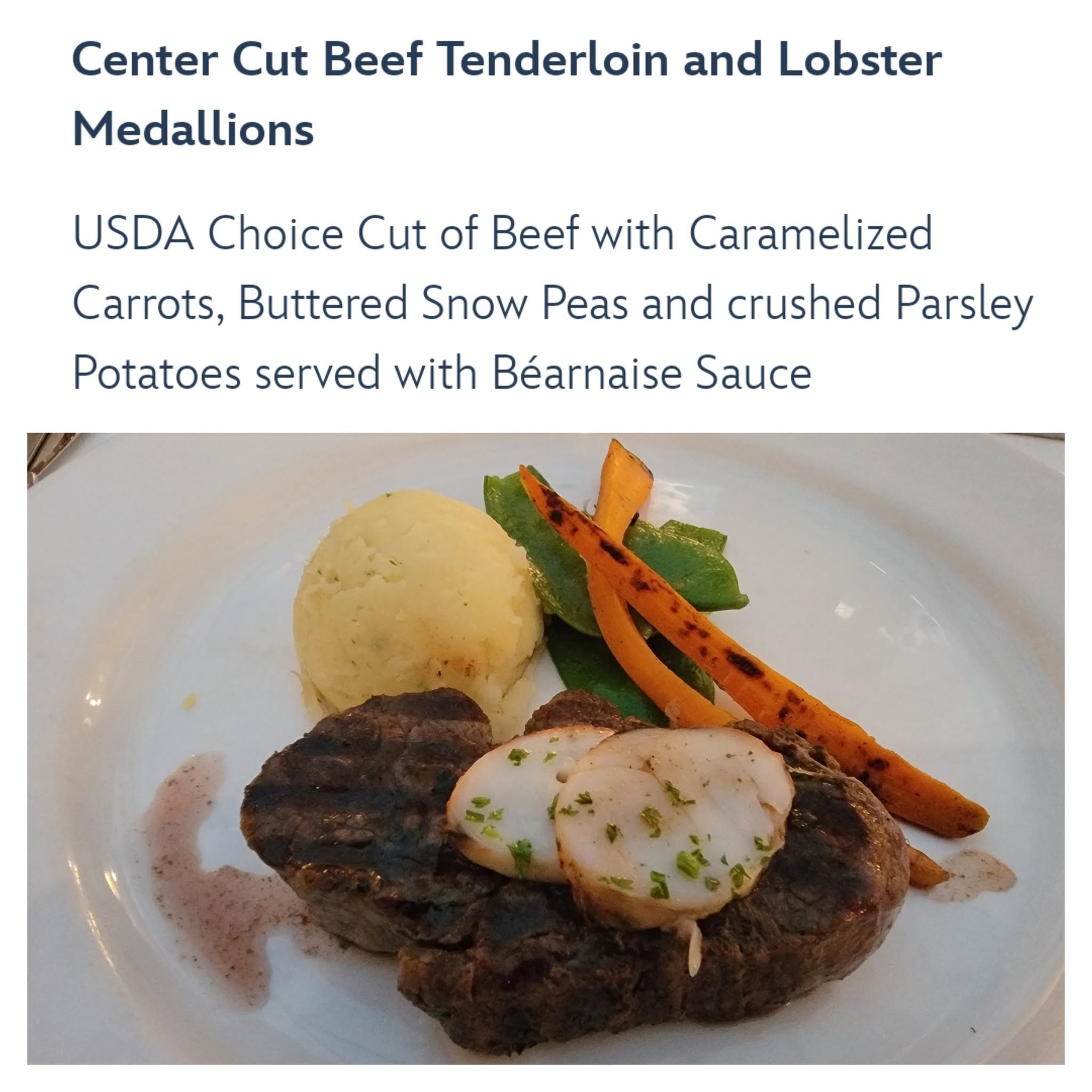 Beef tenderloin and lobster medallions at Triton's