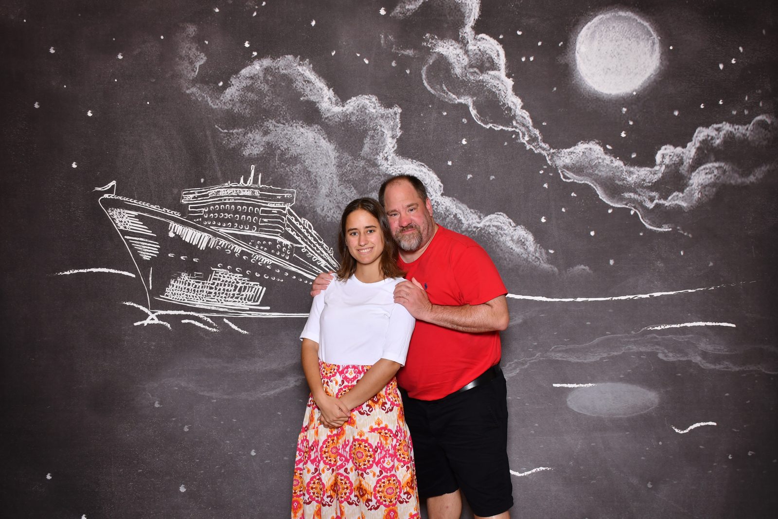 A nighttime portrait under a painted moon