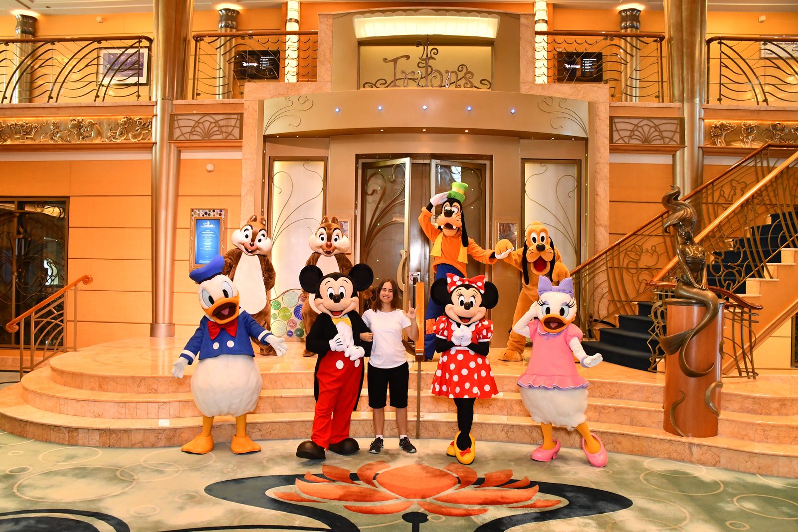 All three of us with the classic characters