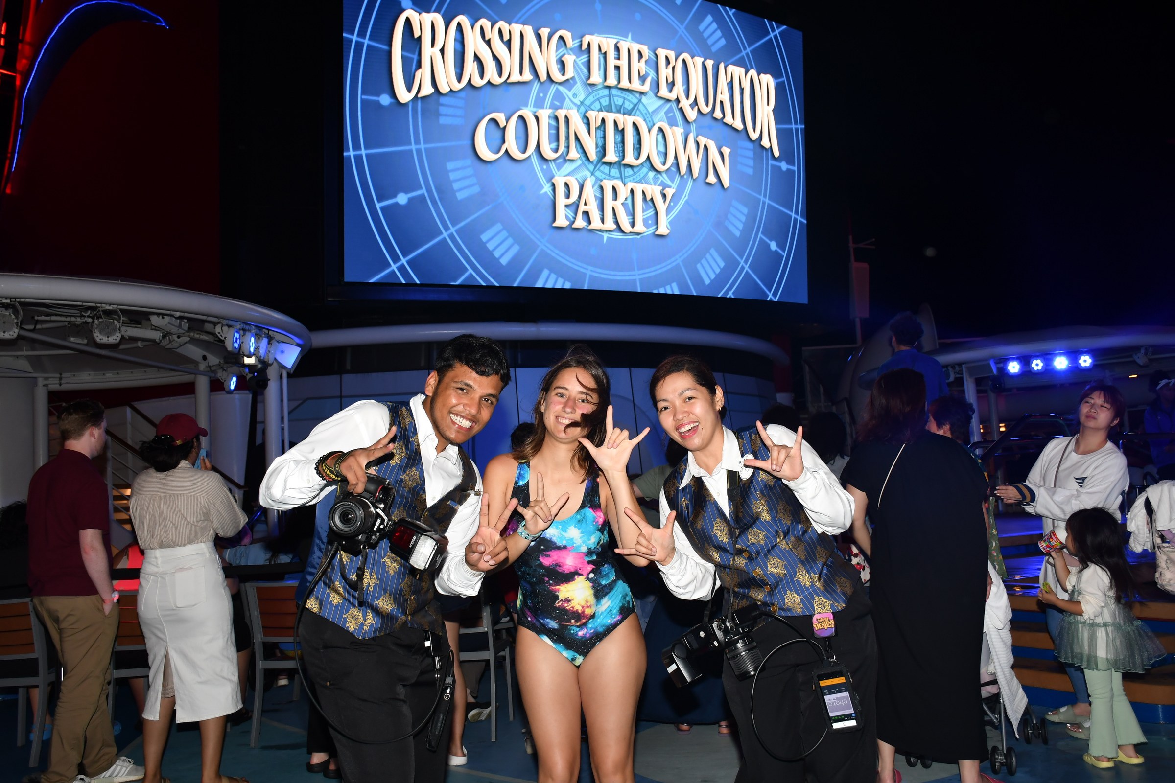 Ayush and Lisa at the Crossing the Equator Countdown Party