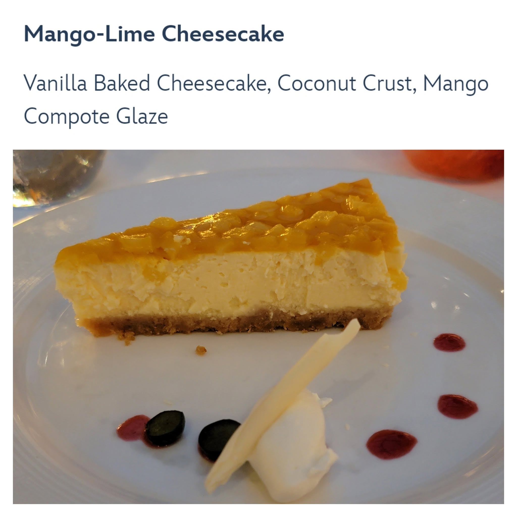 Mango-lime cheesecake on Hawaiian night