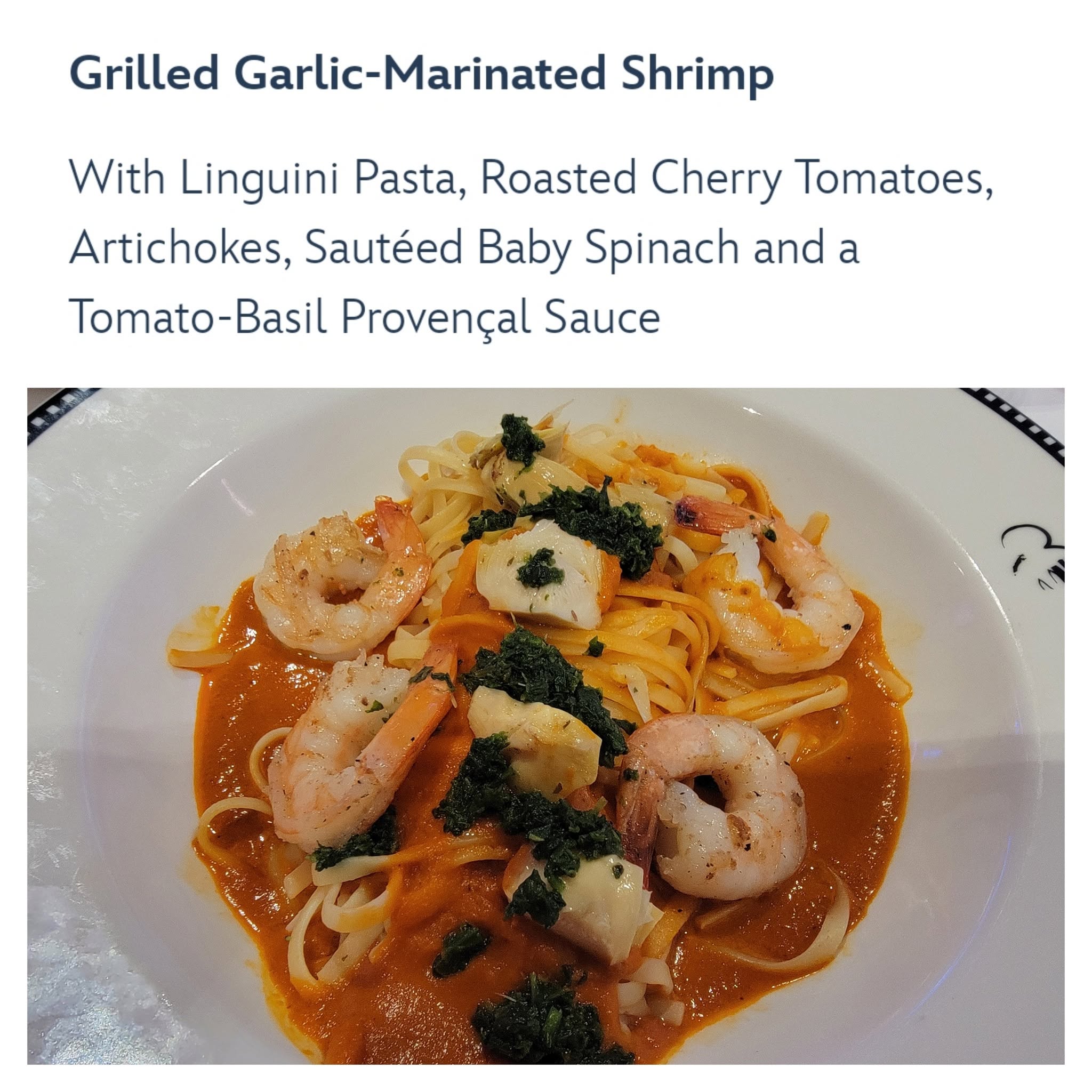 Garlic shrimp with linguini at Animator's Palate