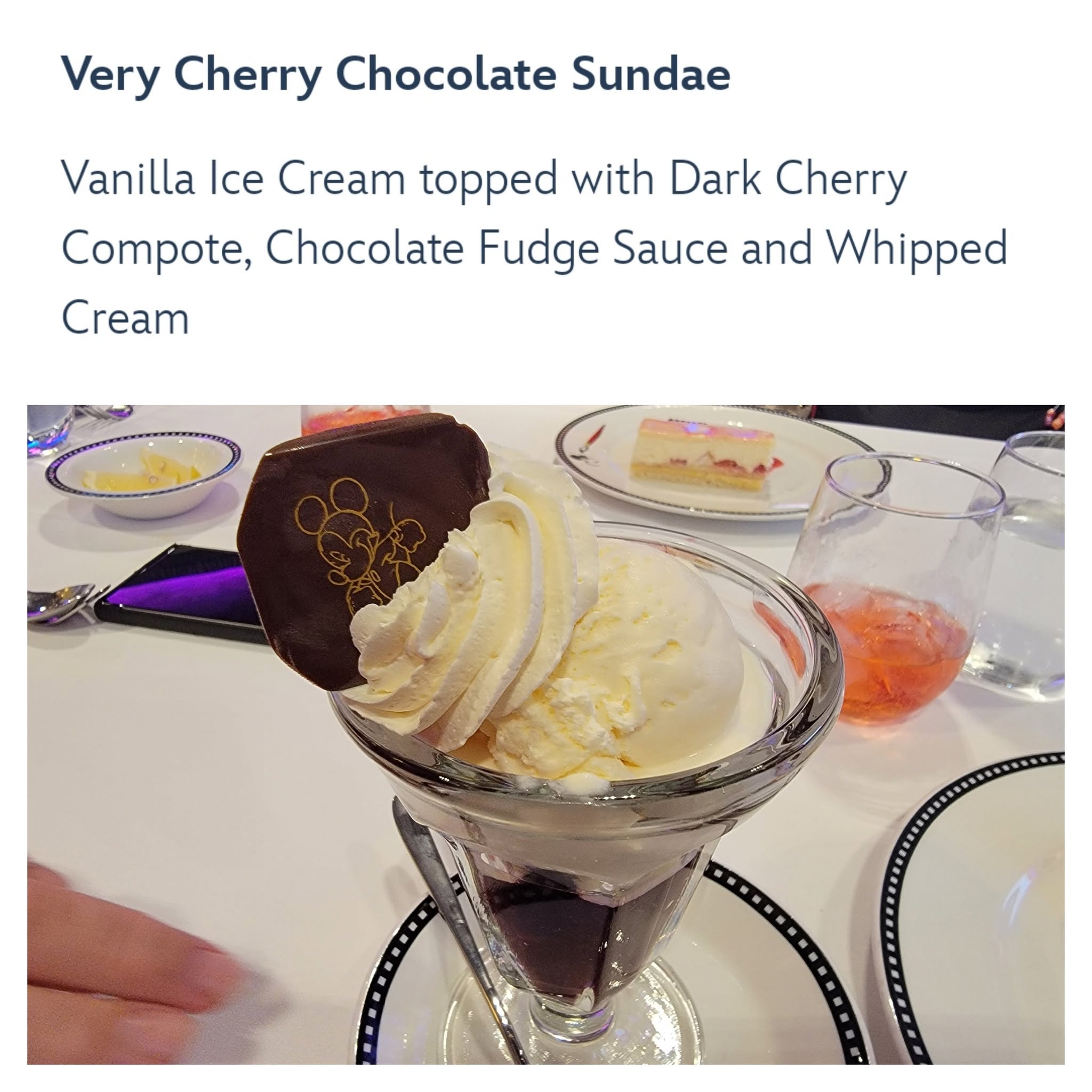 Very cherry chocolate sundae at Animator's Palate
