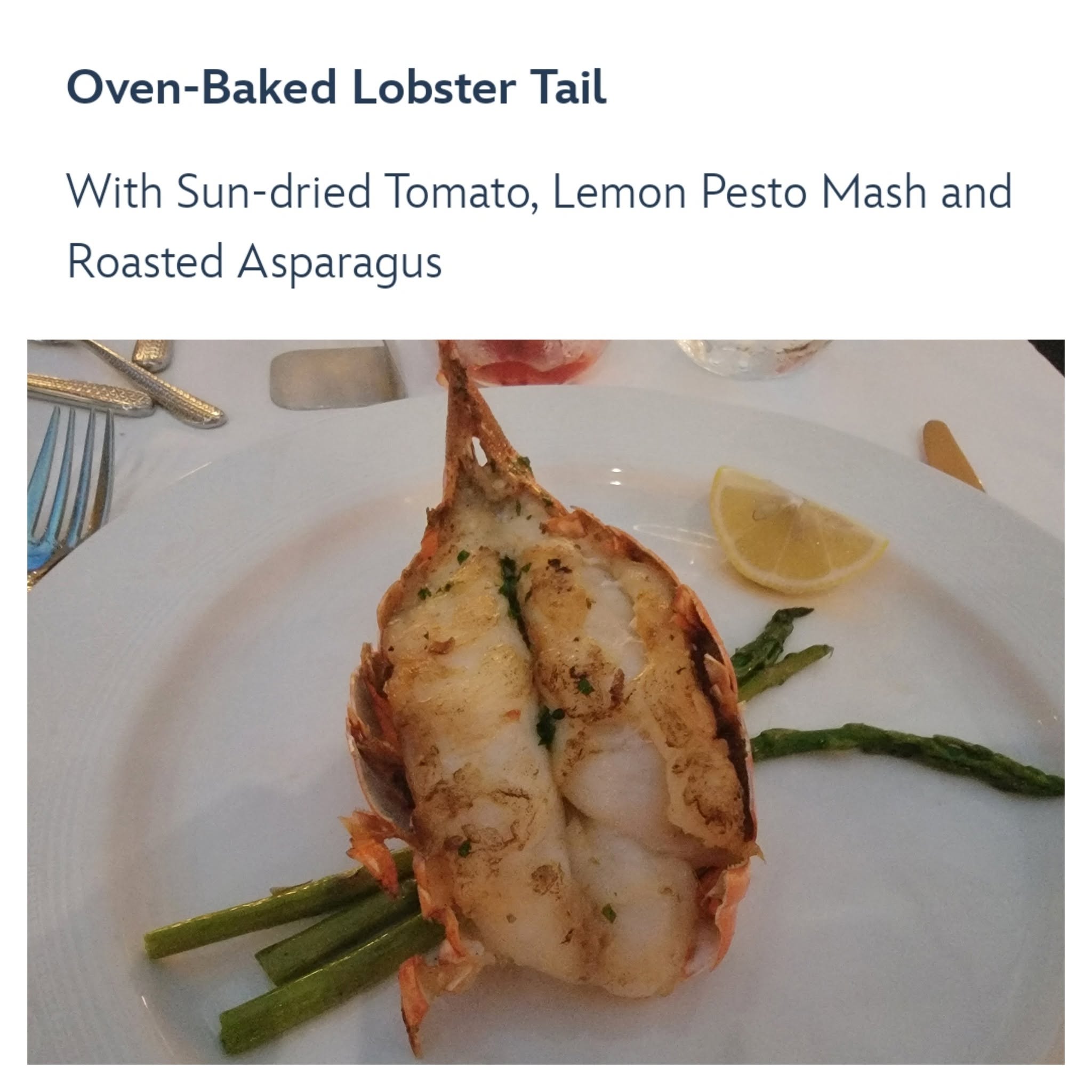 Lobster tail at our last dinner on the Wonder