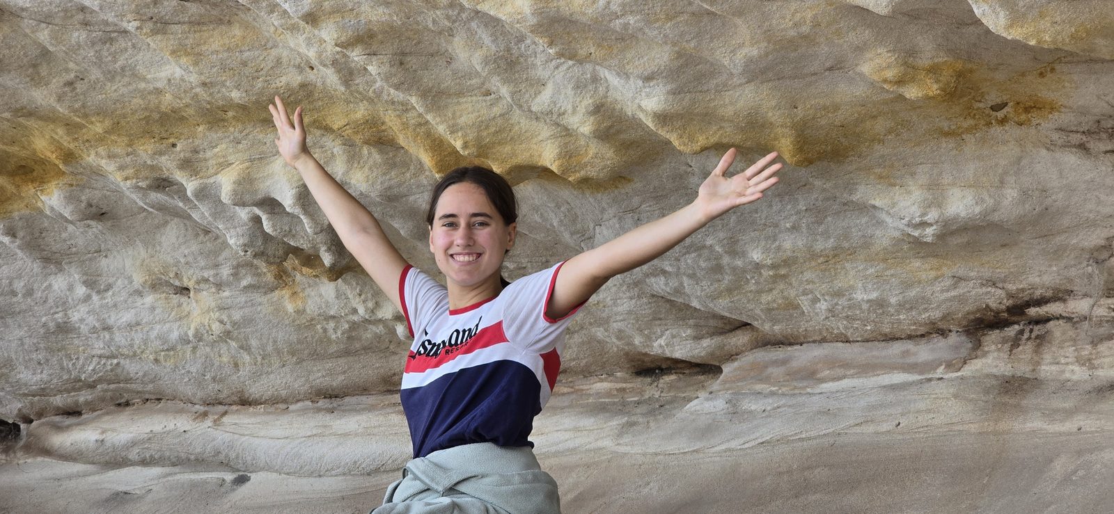 Lisa in the sandstone cave