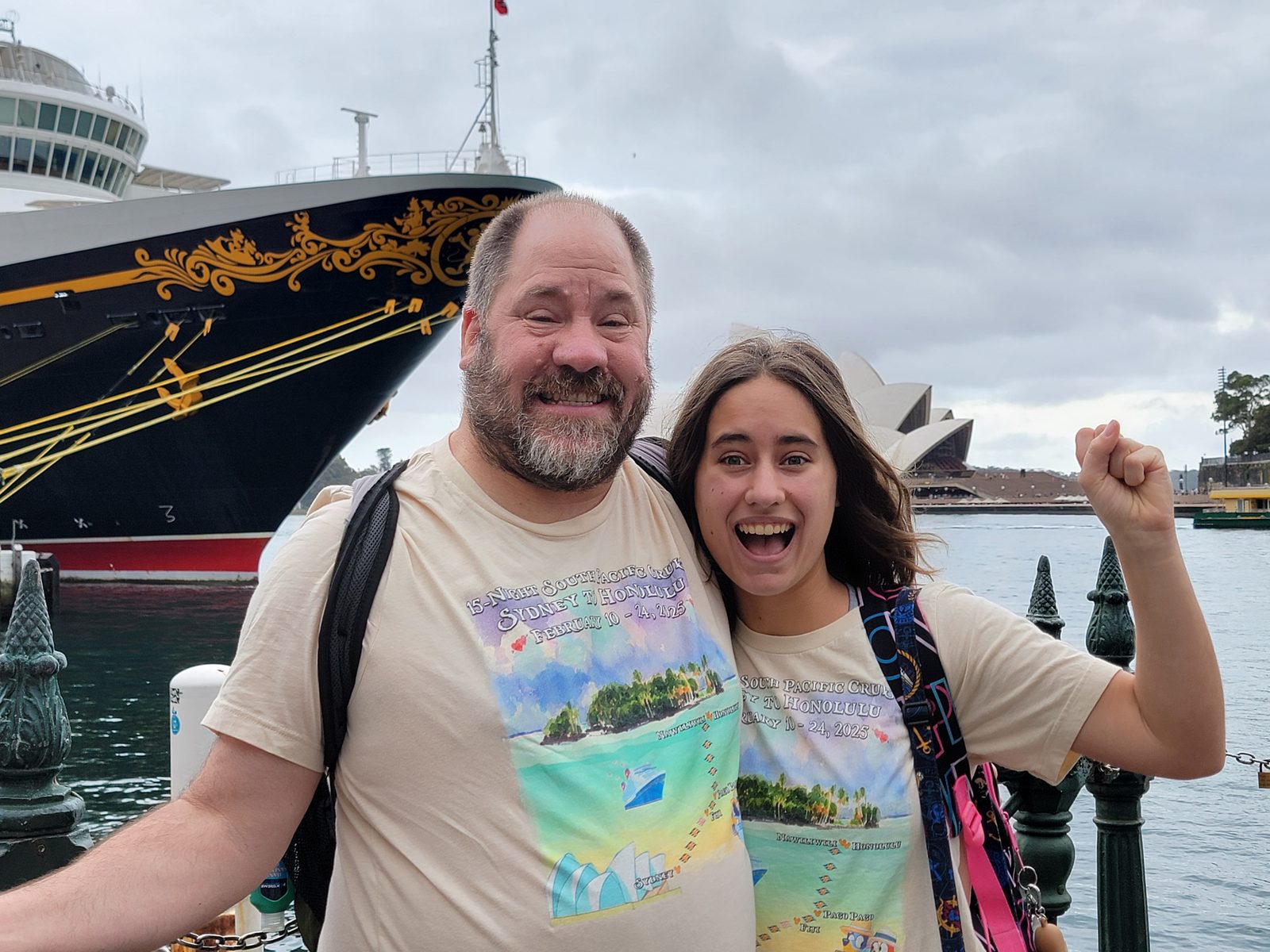 Lisa and Michael at Circular Quay beside the Disney Wonder