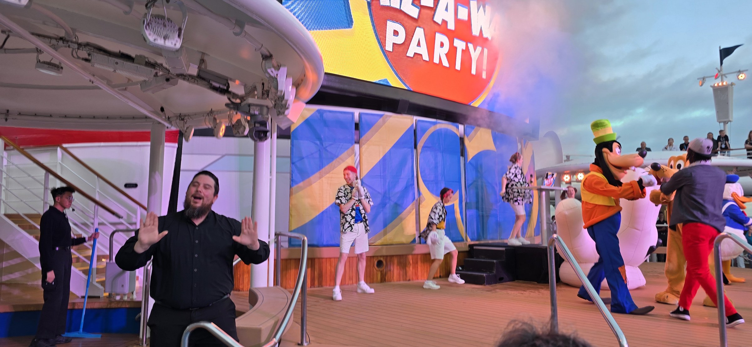 Alex signing Mickey's Sail-A-Wave Party as we left Sydney