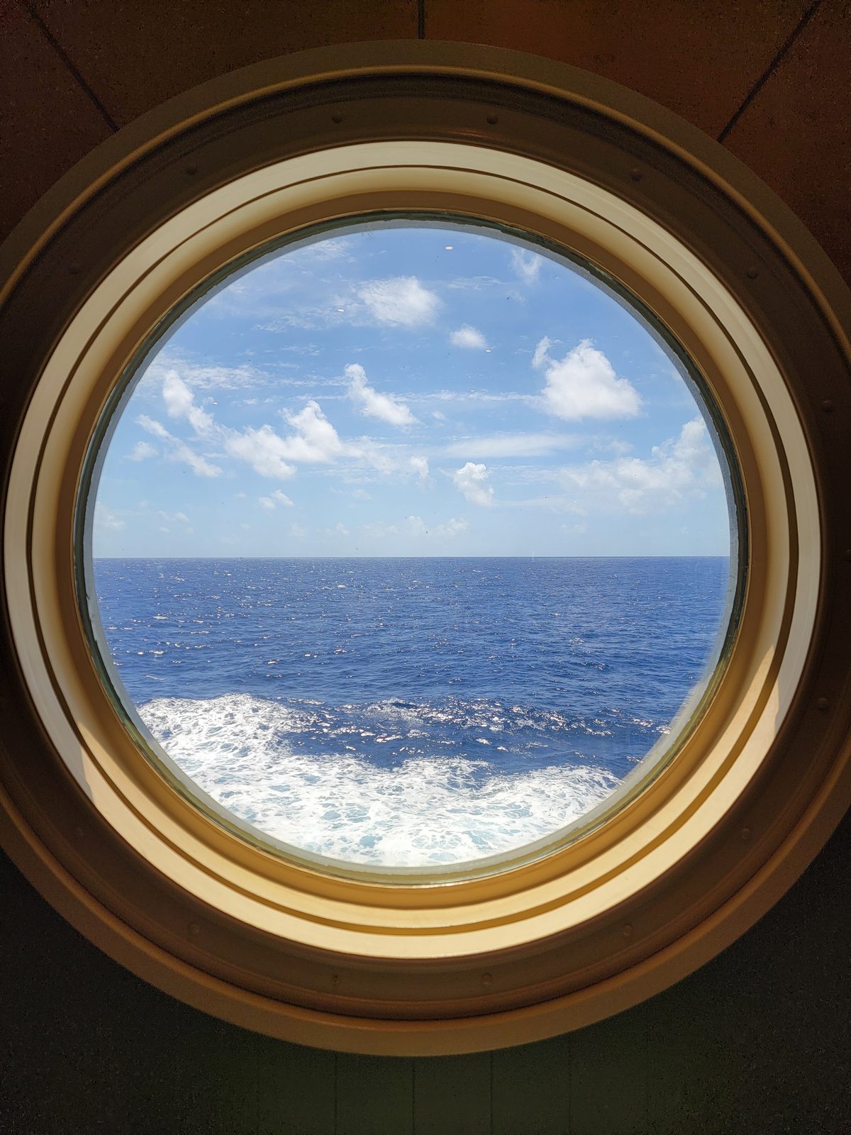 Porthole view of the wake on the Wonder