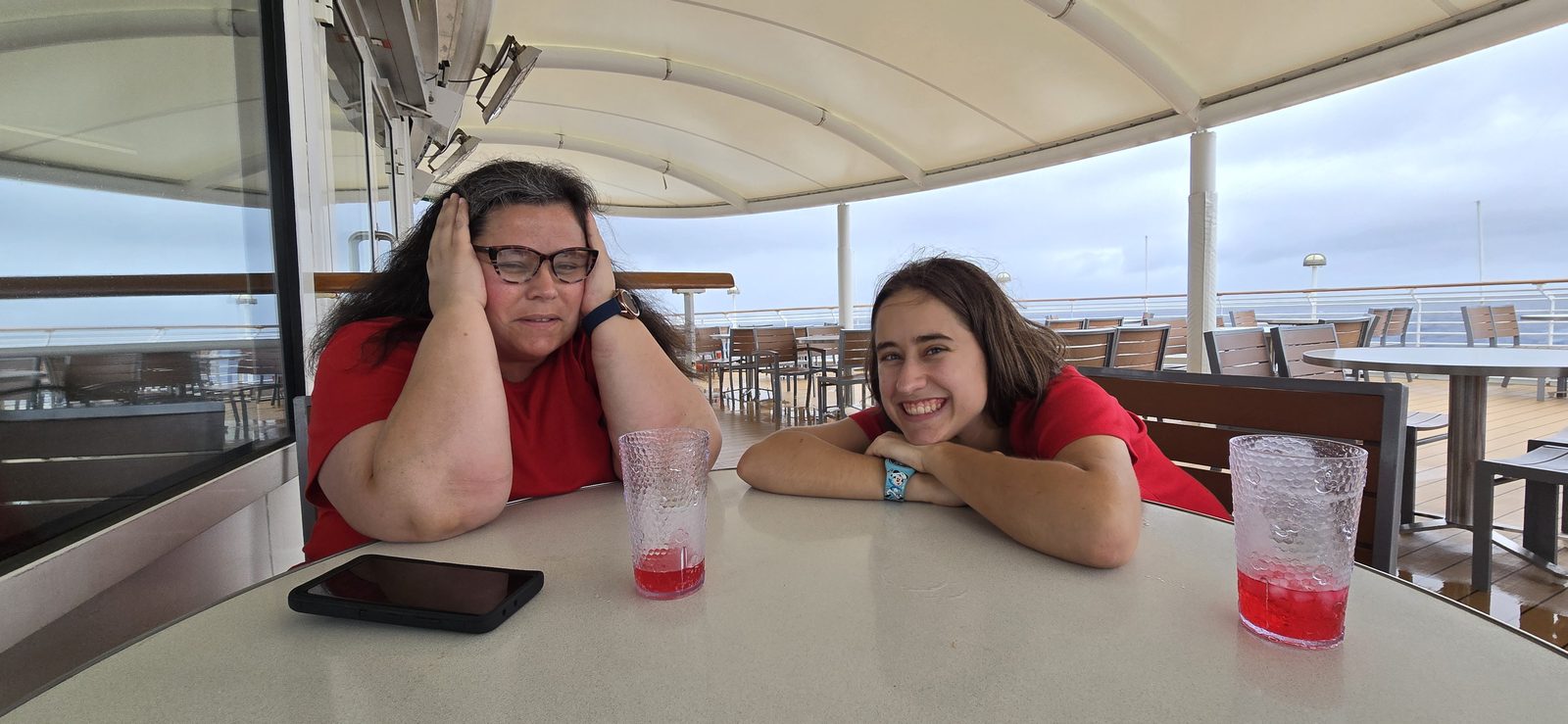 Goofing off on the top deck
