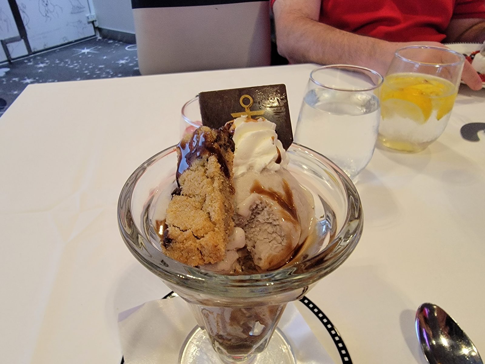 Ice cream sundae to finish dinner at Animator's Palate