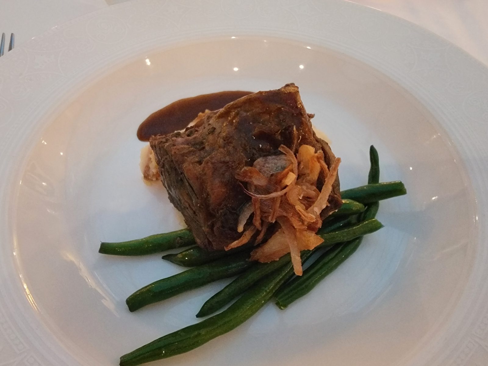 Braised short rib at dinner