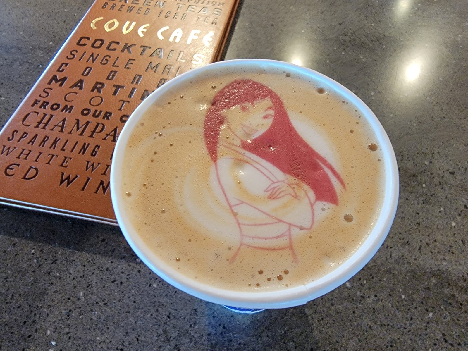 Morning latte at Cove Cafe on the Wonder