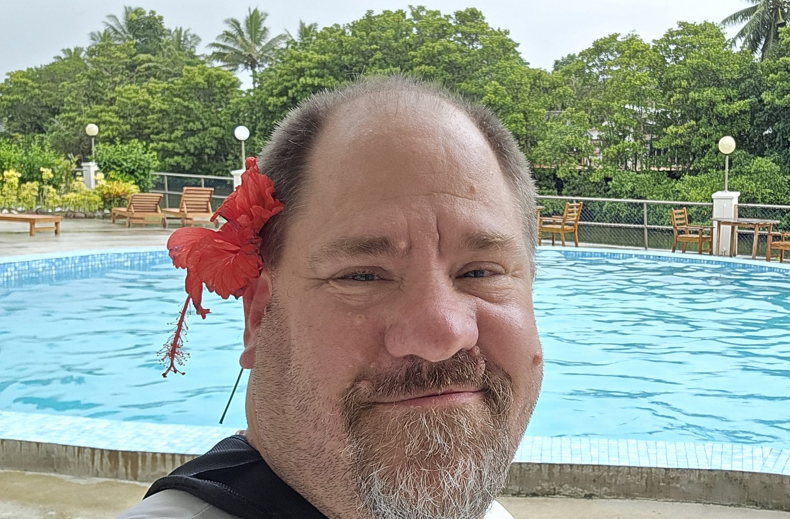 Michael by the resort pool