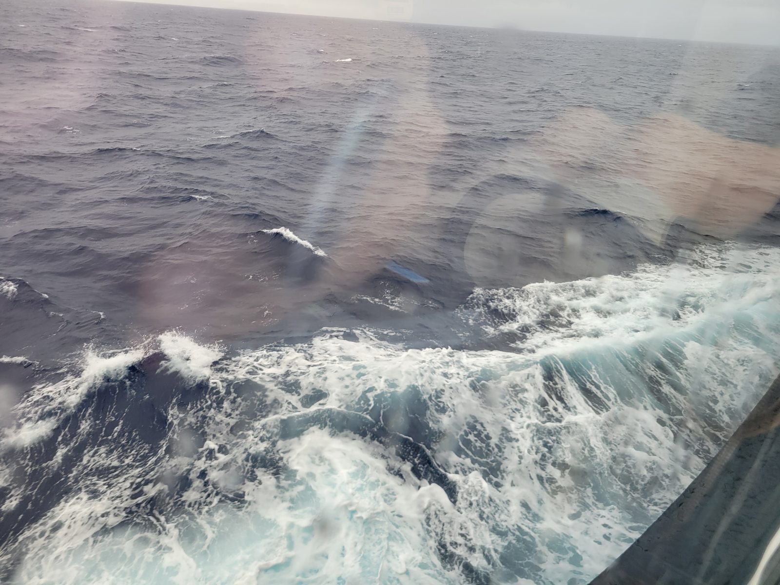 Rough seas from the stateroom porthole