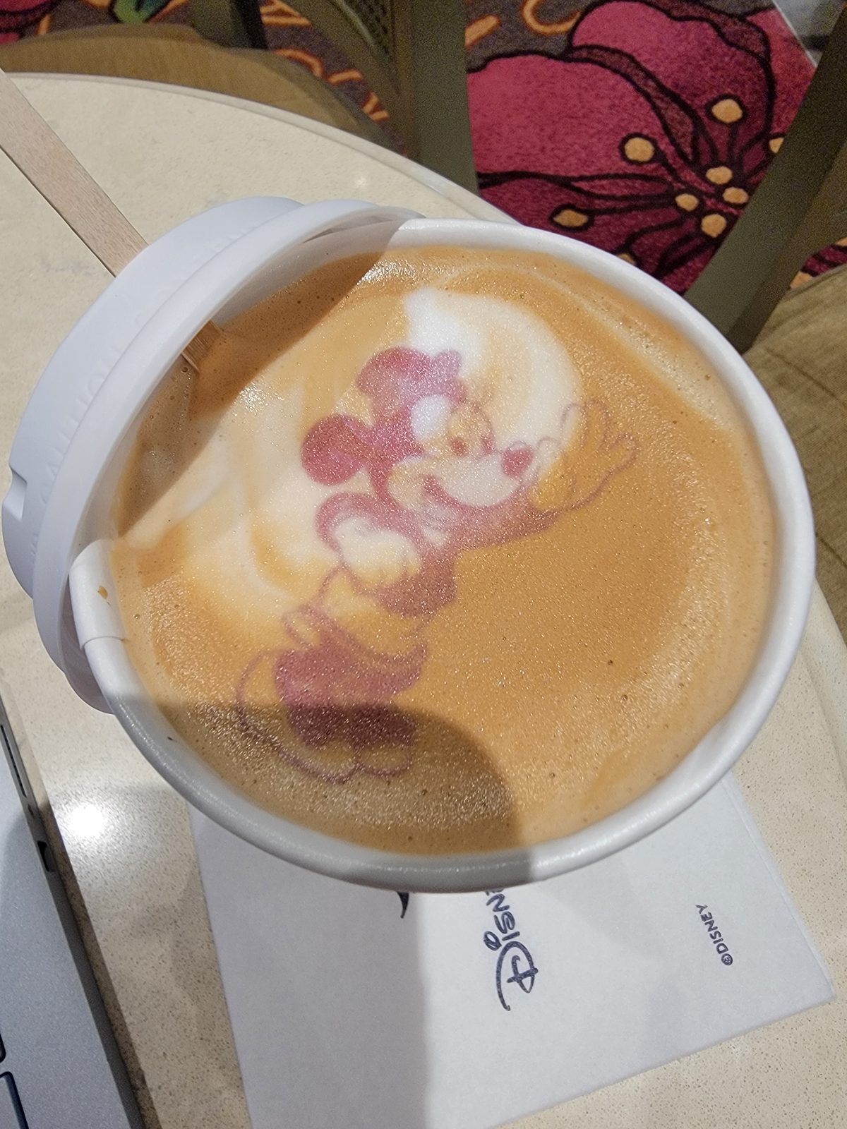A Mickey latte before docking