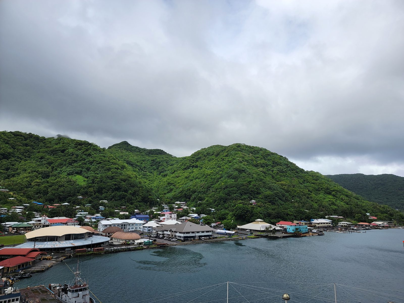 Pago Pago harbor under heavy cloud