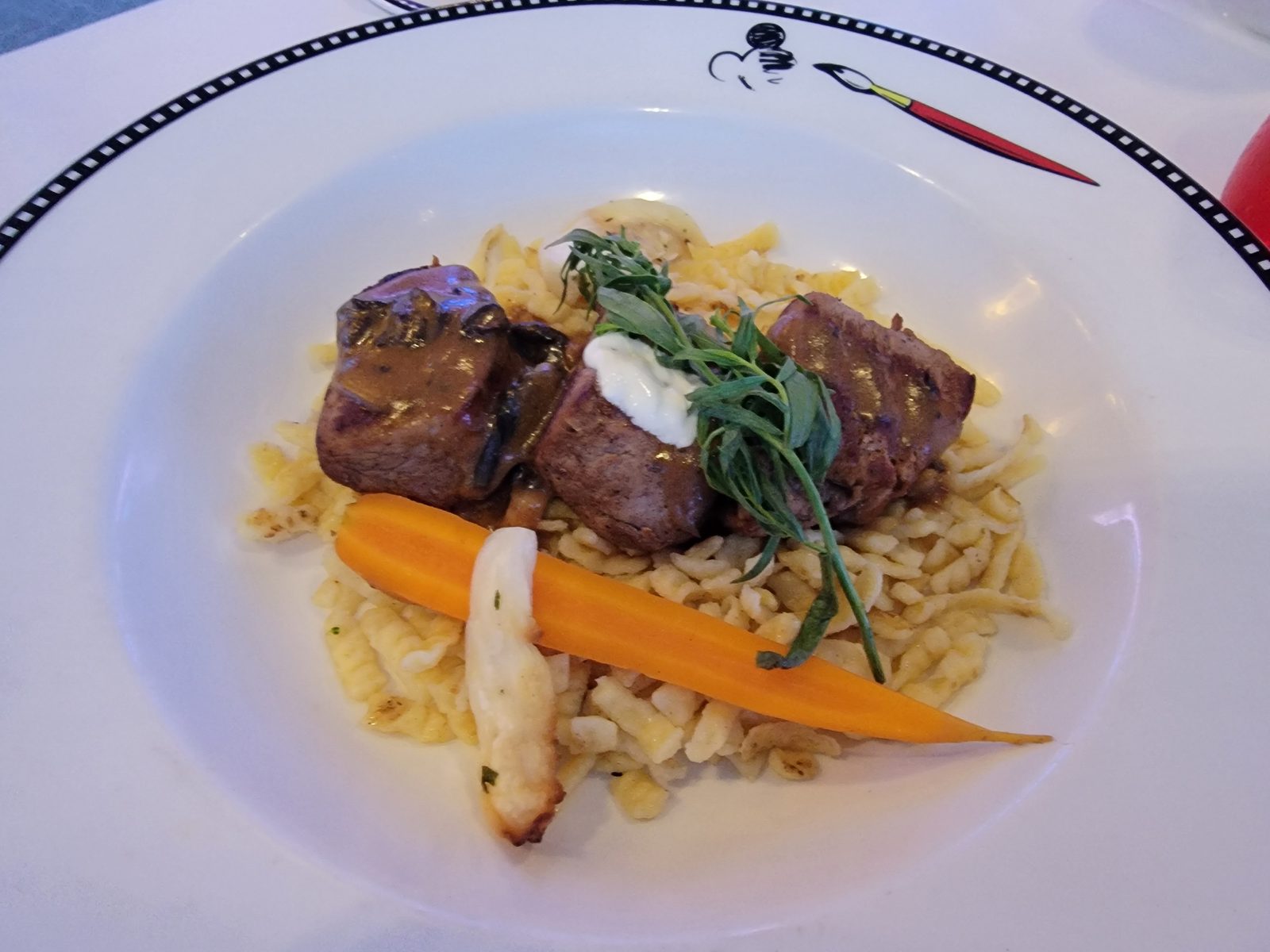 Steak and orzo at dinner