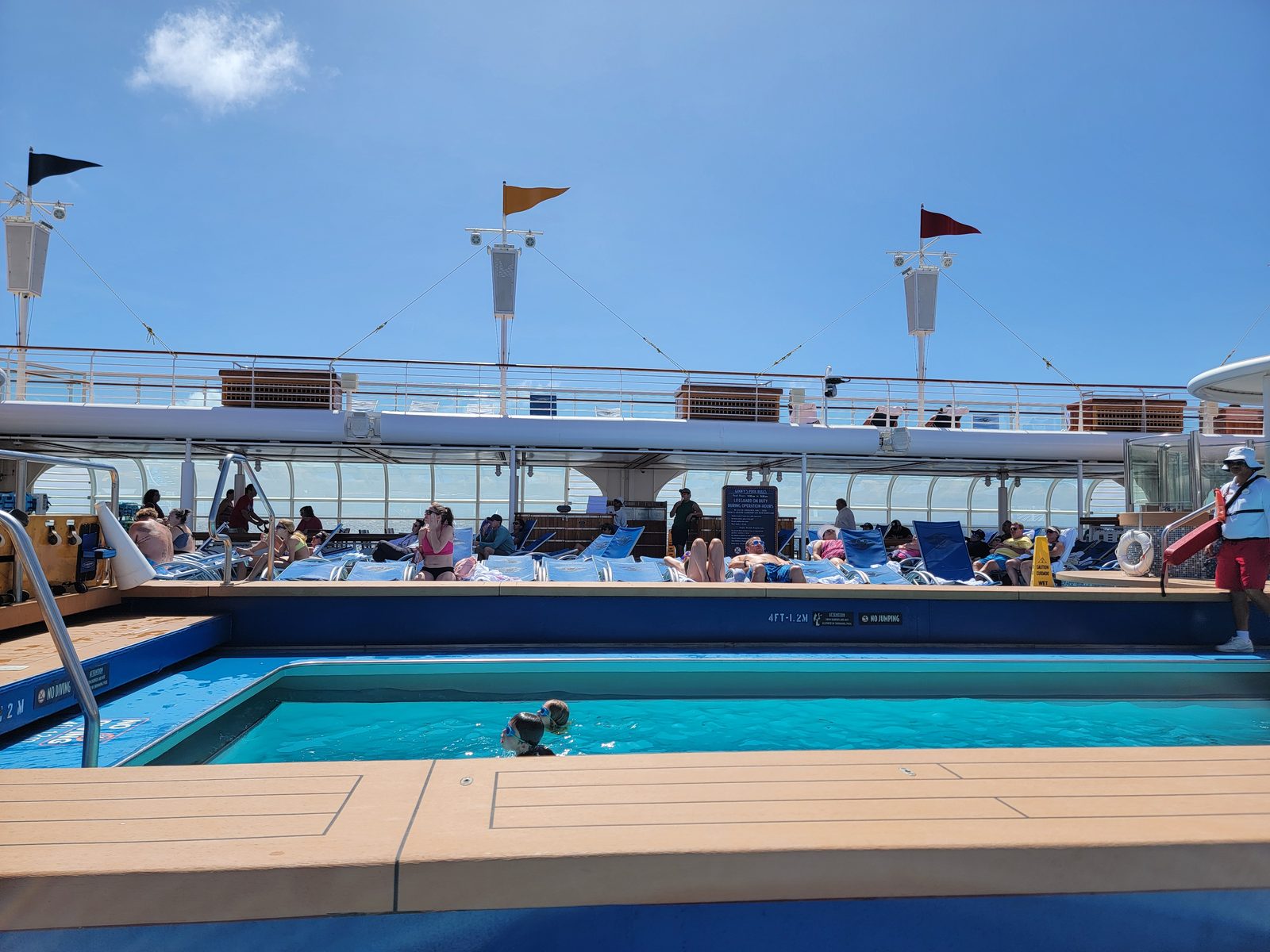 The pool deck on Equator crossing day