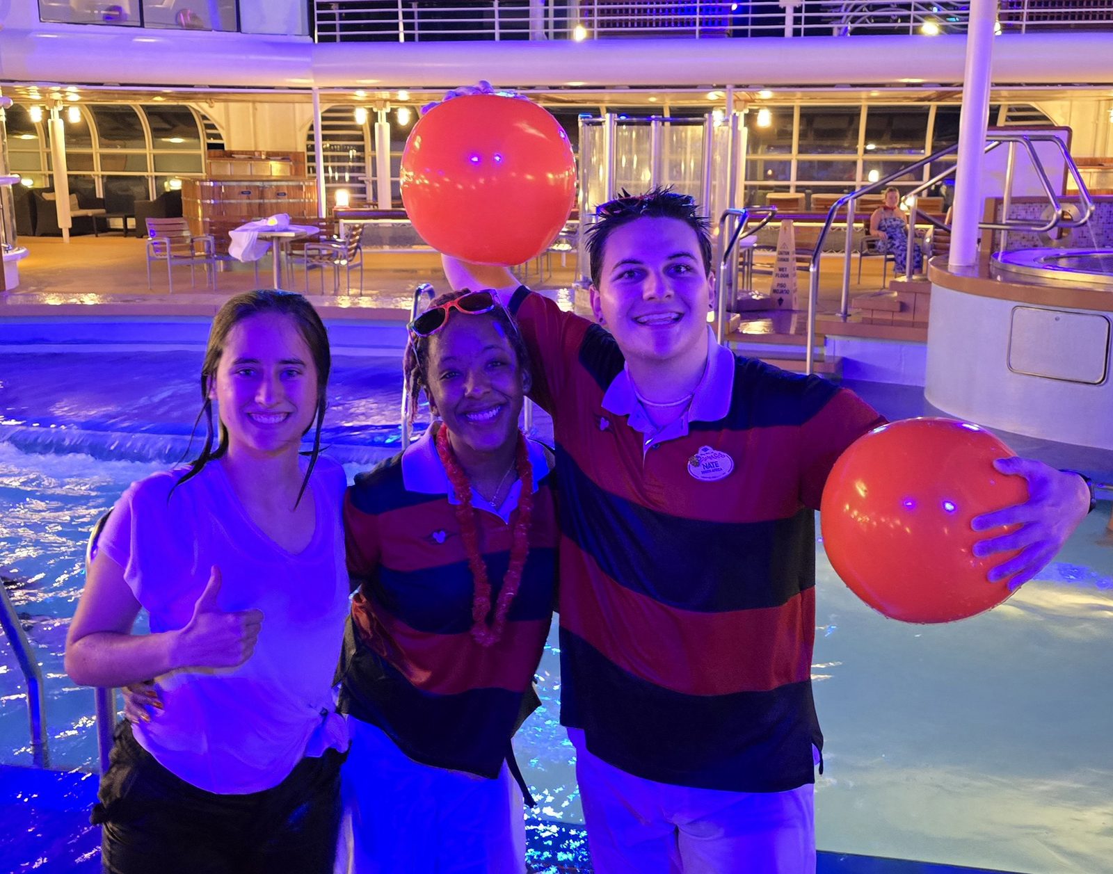 Beach balls at the late-night pool party
