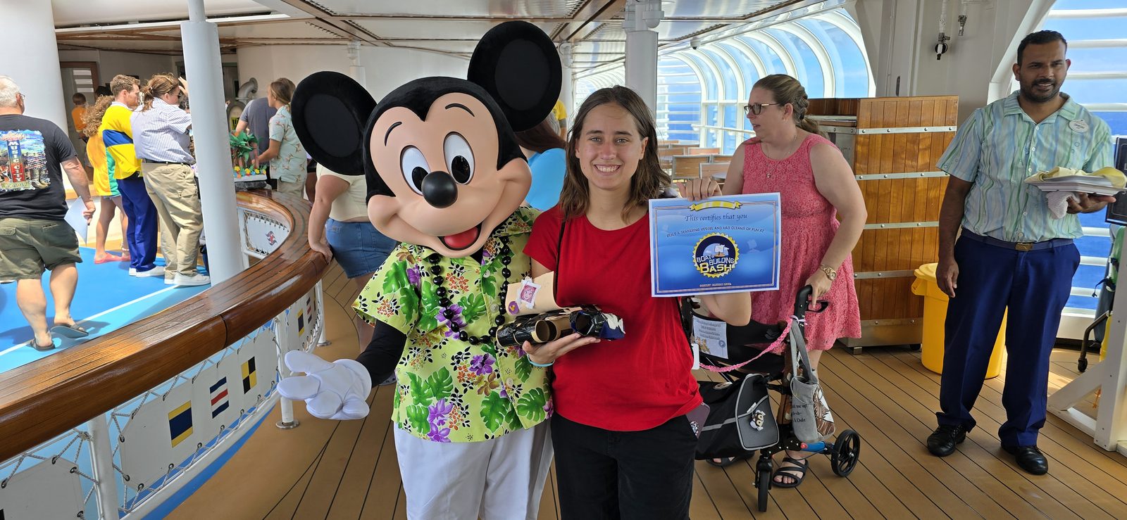 Lisa's boat-building certificate with Mickey