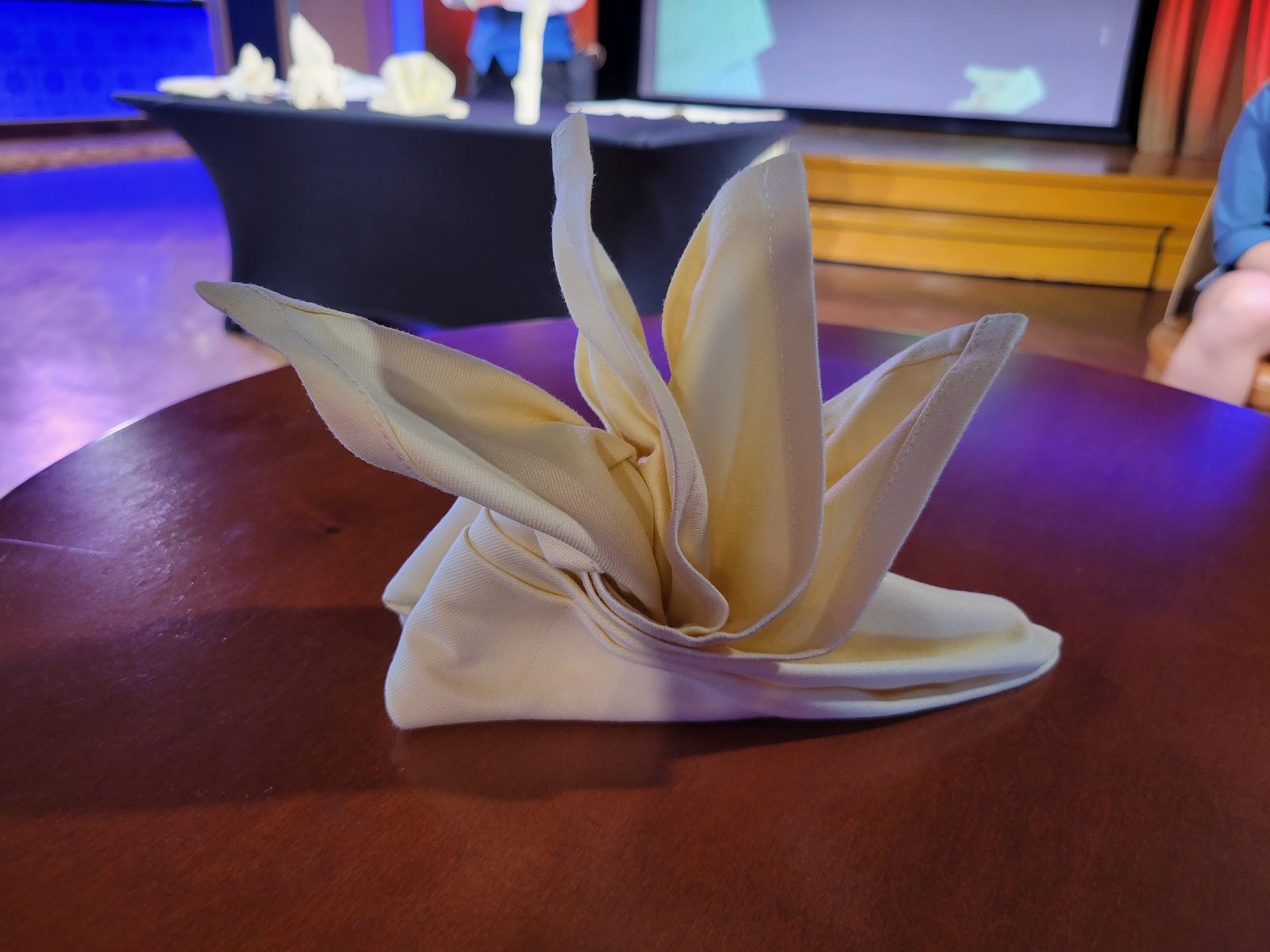 A napkin folded into a lily