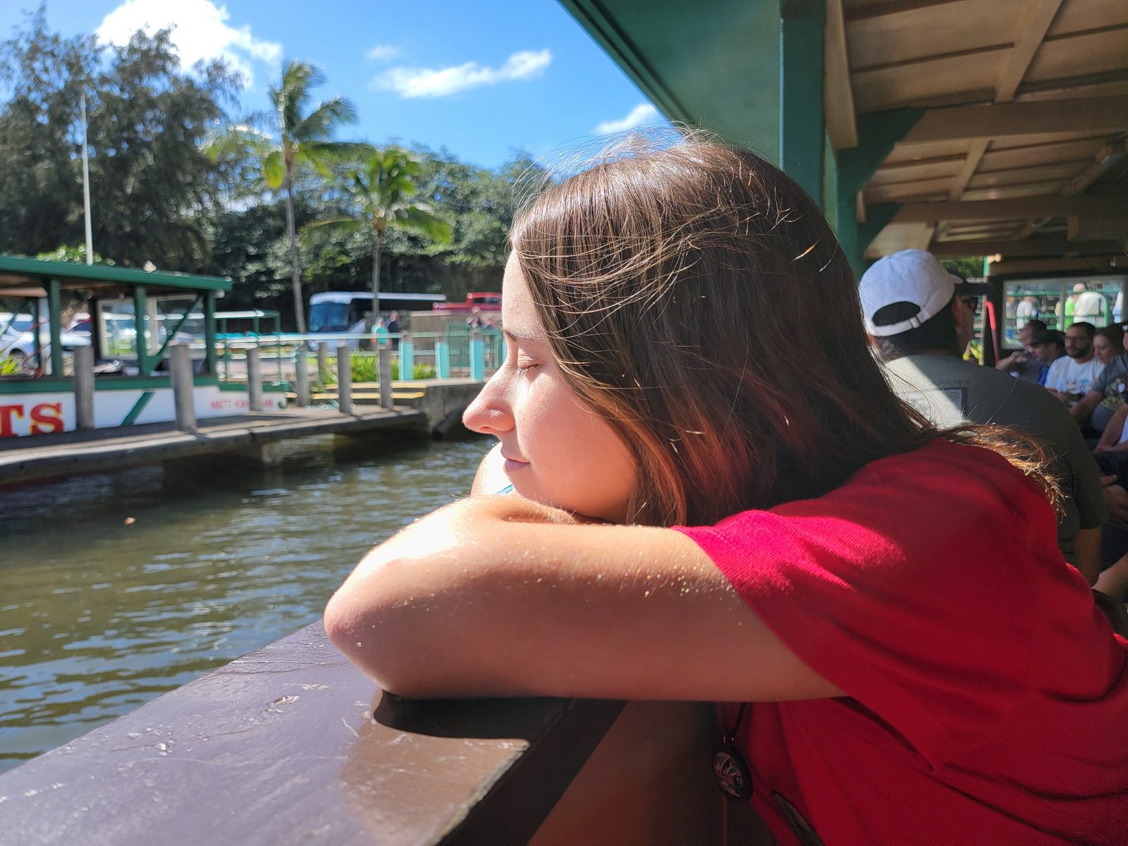 Lisa on the riverboat at Wailua River Marina