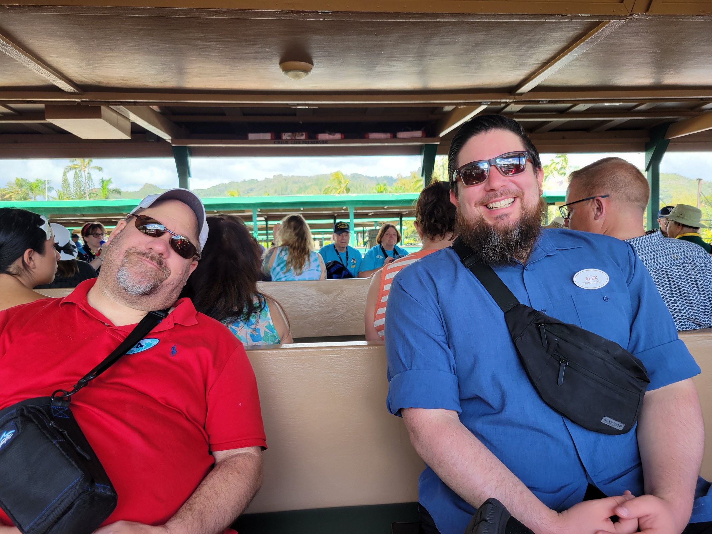Alex and Michael on the Wailua River boat