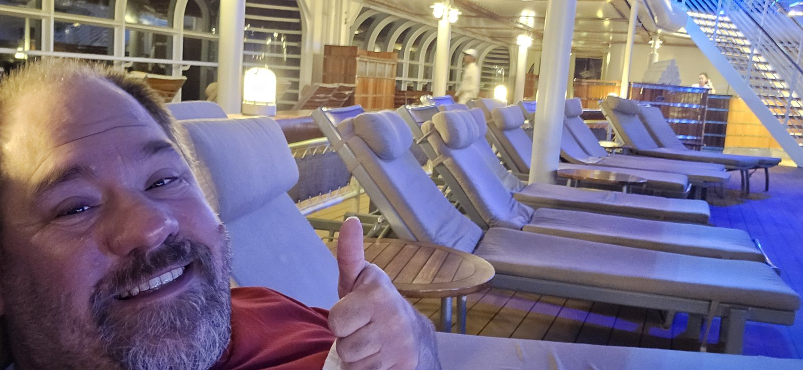 Me giving a thumbs up from the pool deck