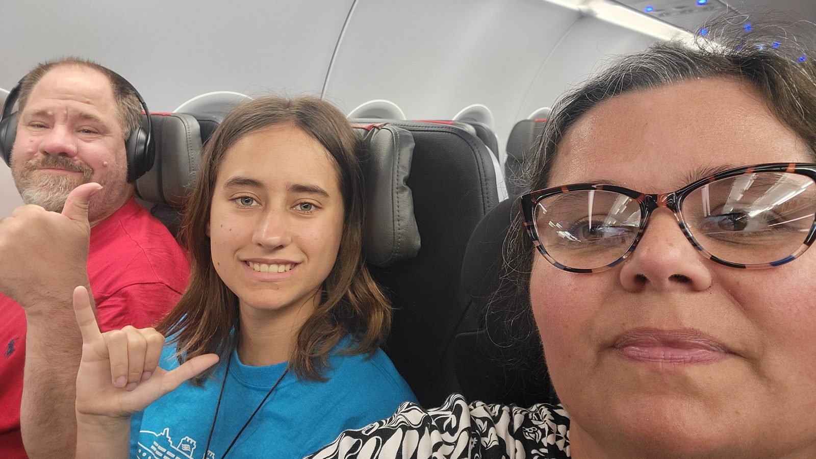 Michael, Lisa and Kathy on the flight