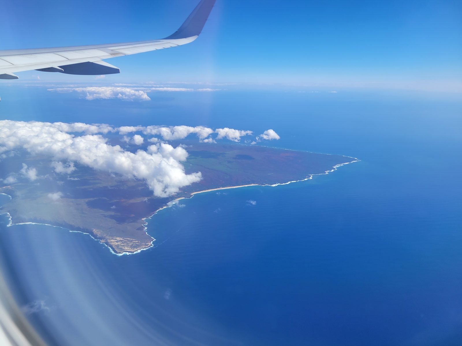 An island coastline from the window