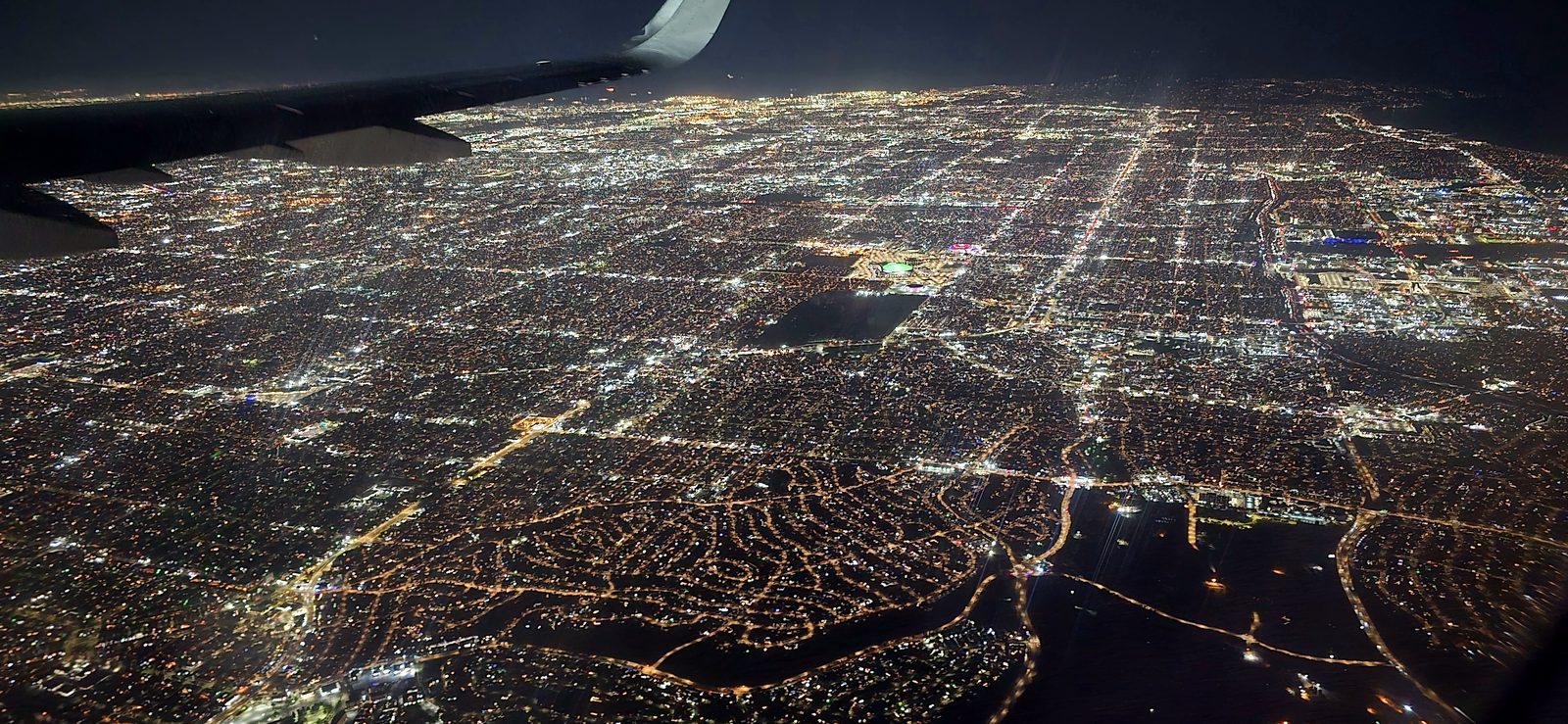 City lights on the approach to LA