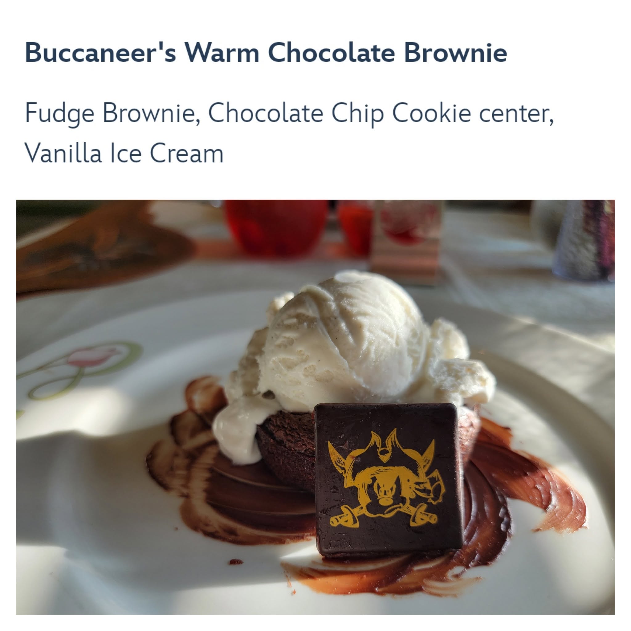 Buccaneer's warm chocolate brownie on Pirate Night