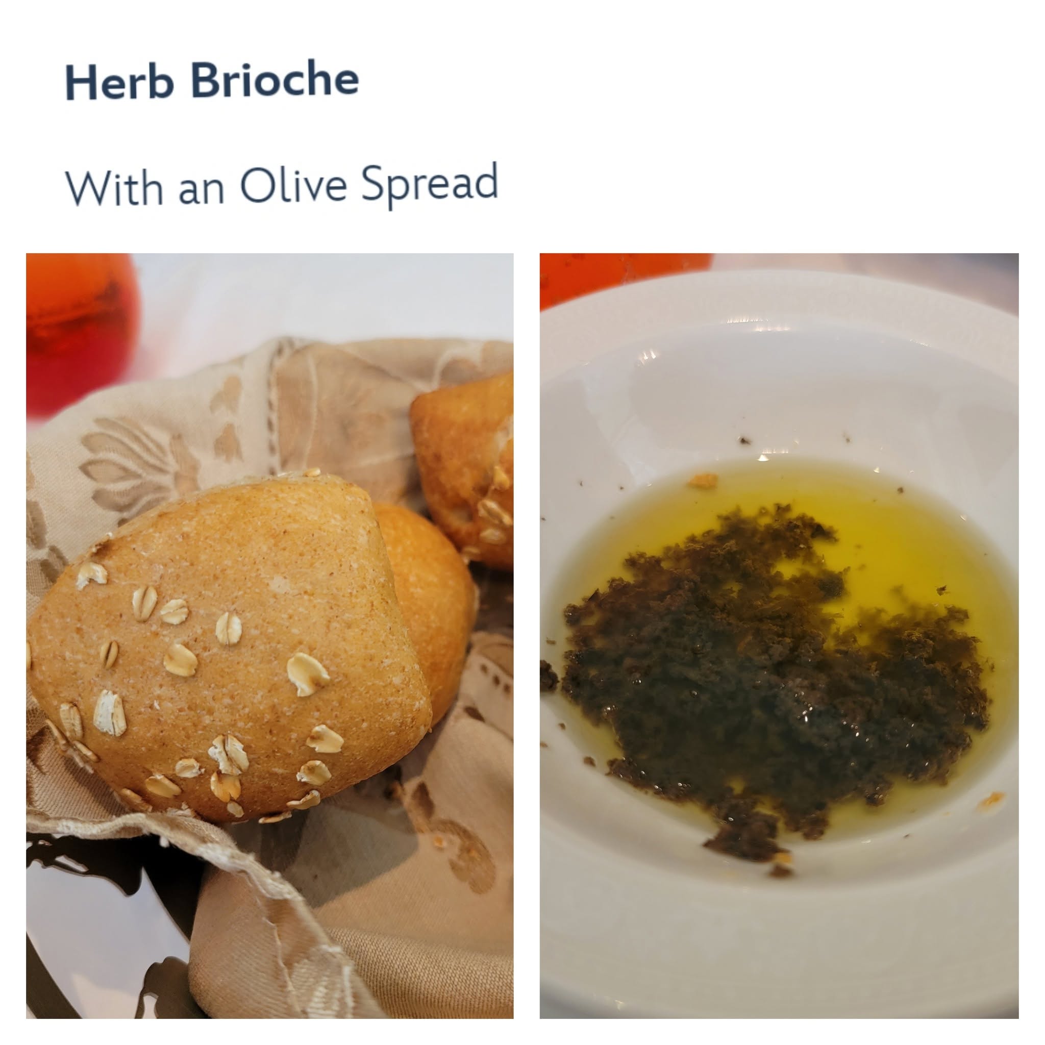 Herb brioche with olive spread at Royal Palace