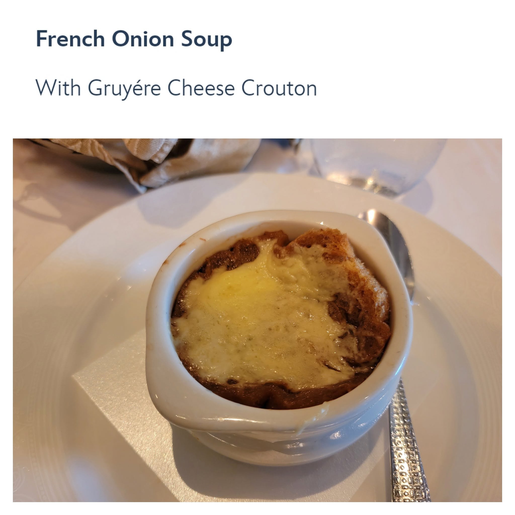 French onion soup at Royal Palace